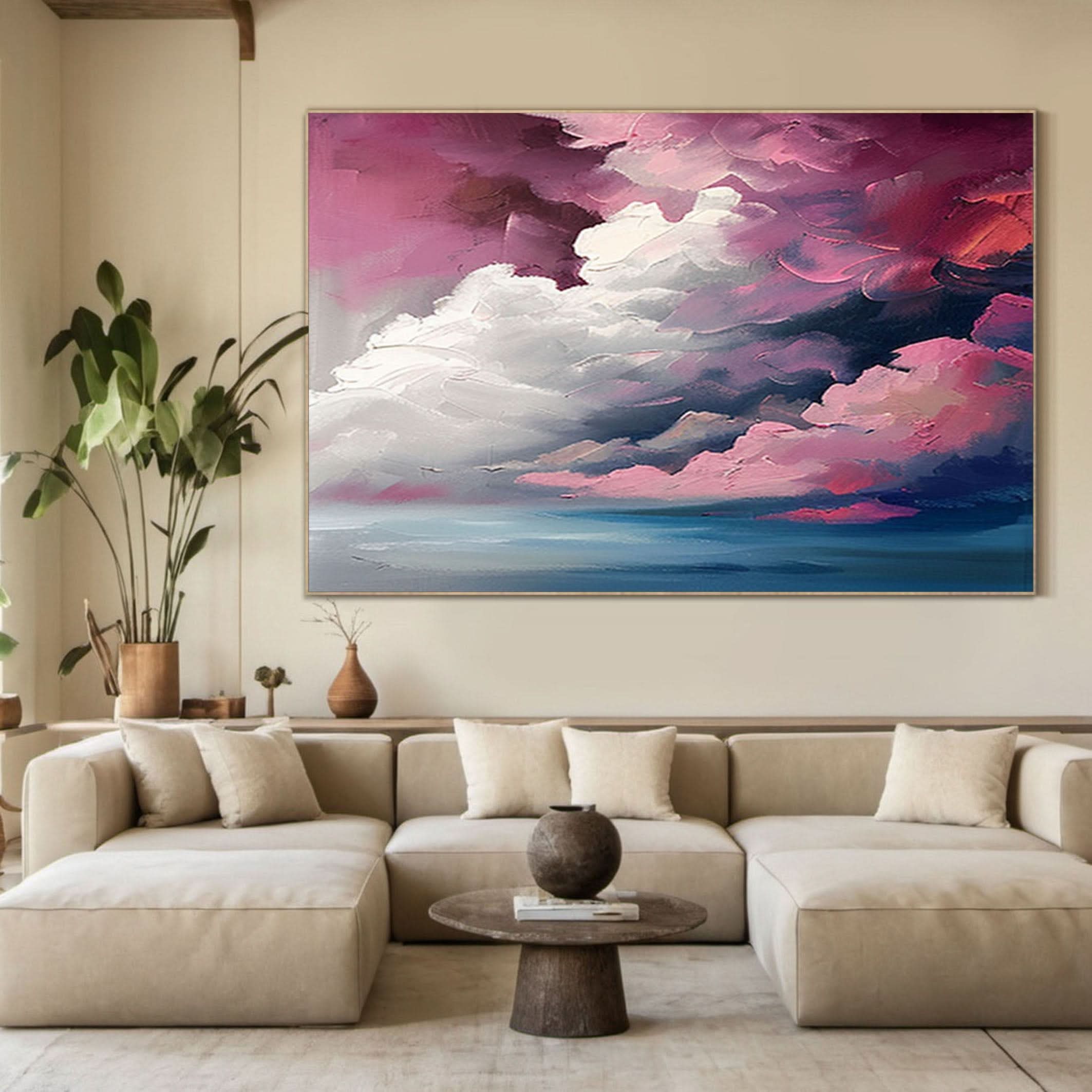 Luminous Sky Clouds Canvas Soft Pastel Wall Art for Serene Decor #OS 020