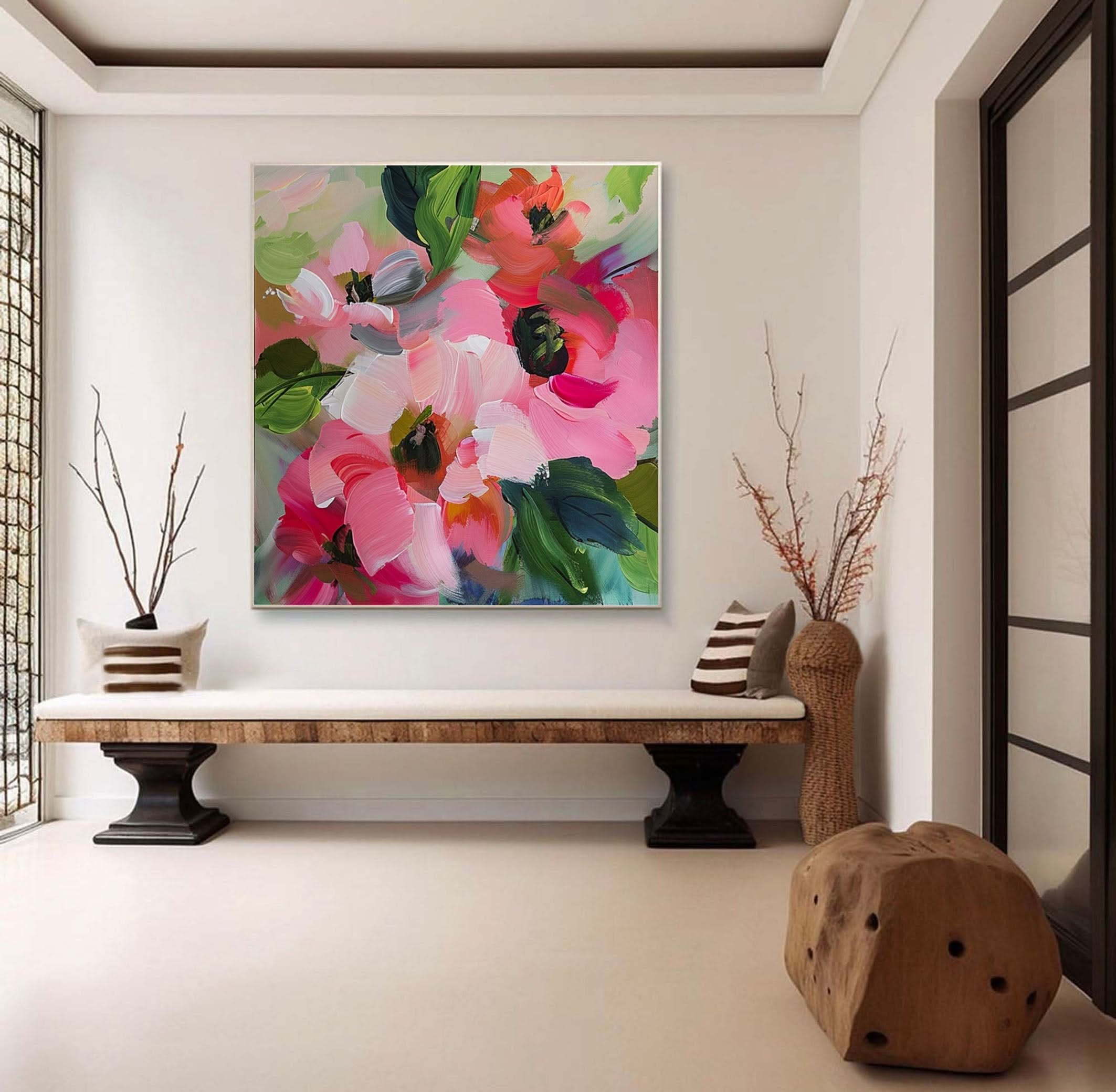 Vibrant Bloom Canvas Art Colorful Flower Wall Decor #FT 035