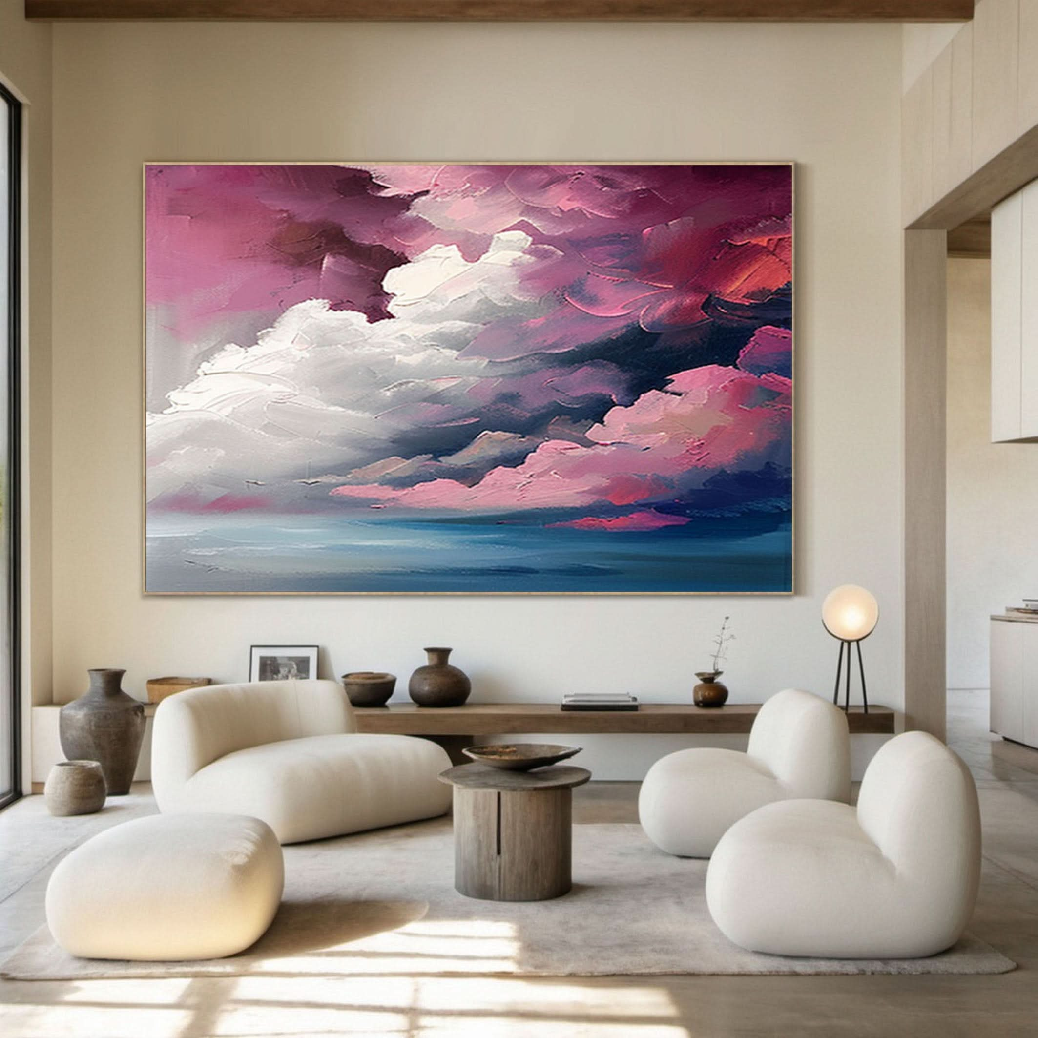 Luminous Sky Clouds Canvas Soft Pastel Wall Art for Serene Decor #OS 020