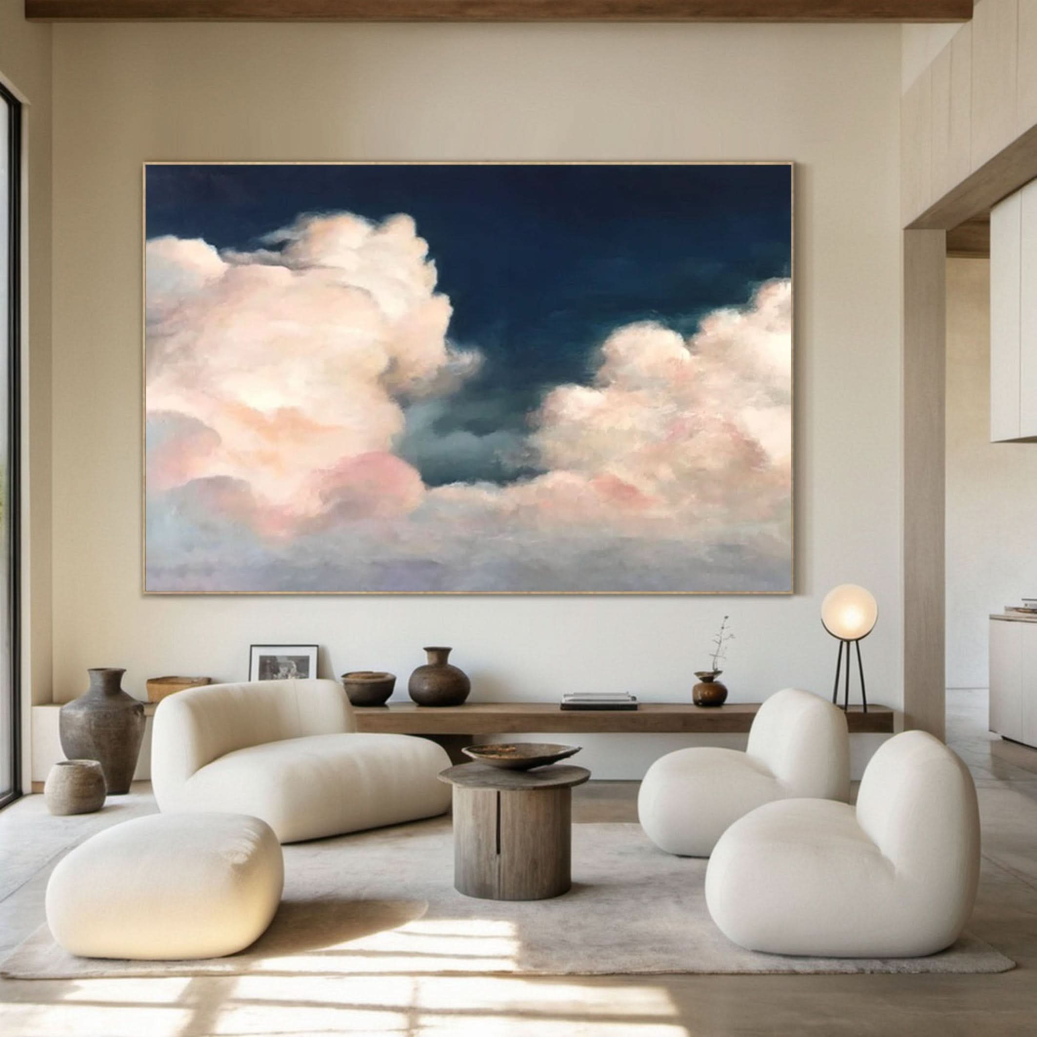 Luminous Sky Clouds Canvas Soft Pastel Wall Art for Serene Decor #OS 004