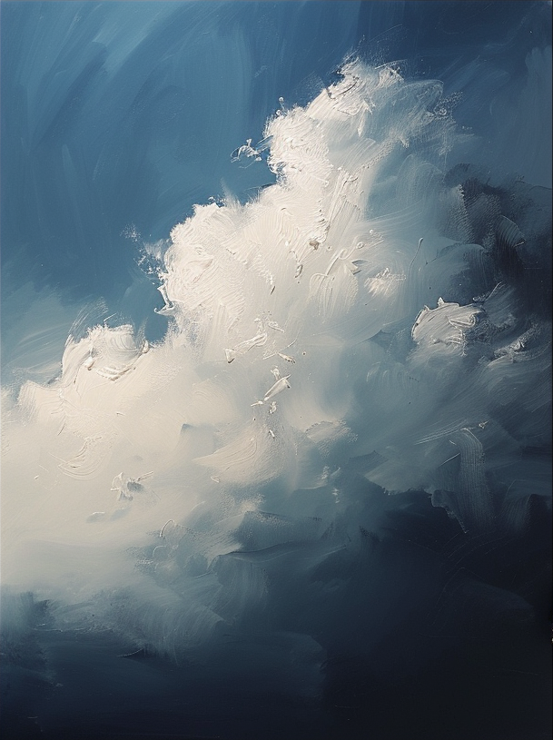 Serene Cloudscape Abstract Art Canvas Modern Sky Painting #OS 015