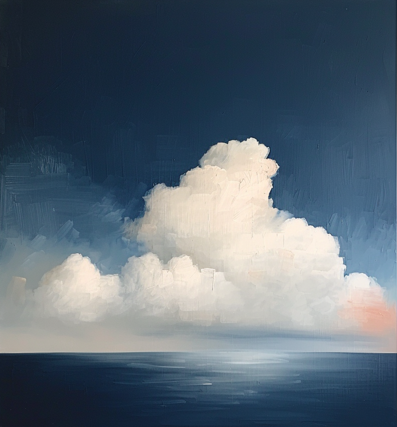 Serene Cloudscape Abstract Art Canvas Modern Sky Painting #OS 027