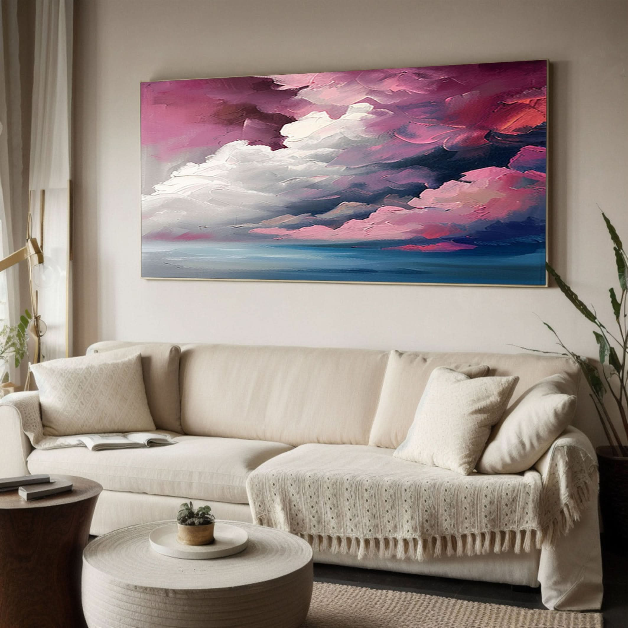 Luminous Sky Clouds Canvas Soft Pastel Wall Art for Serene Decor #OS 020