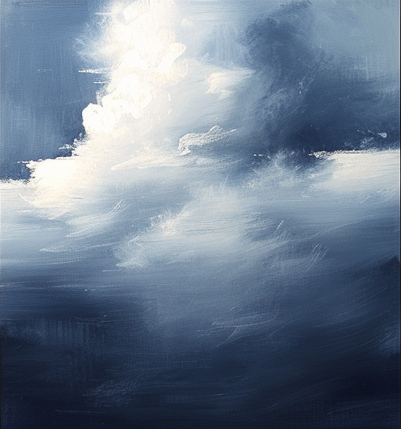 Serene Cloudscape Abstract Art Canvas Modern Sky Painting #OS 028