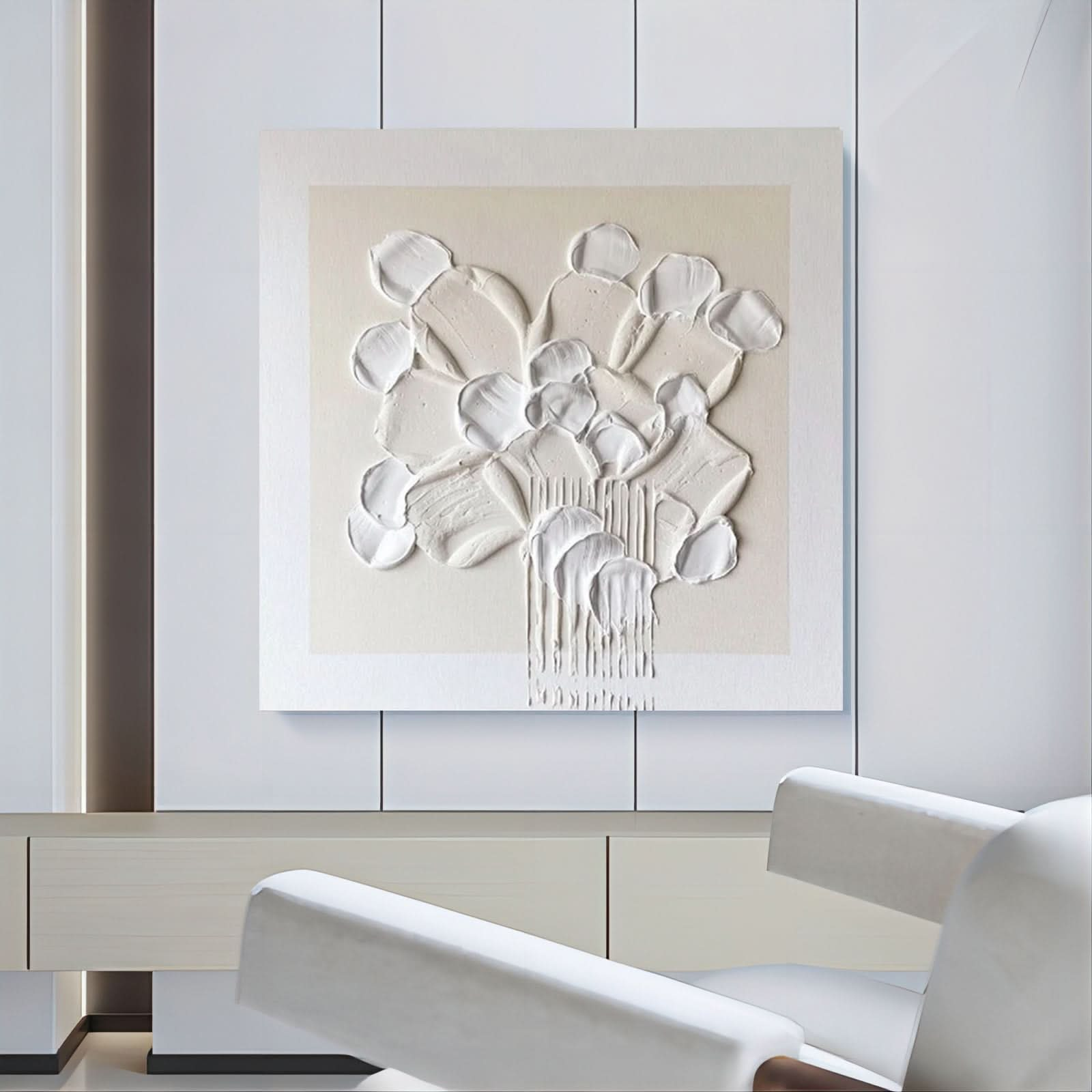 Beige 3D Abstract Art Plaster Wall Art Textured Wall Art Beige Knife Acrylic Canvas Painting