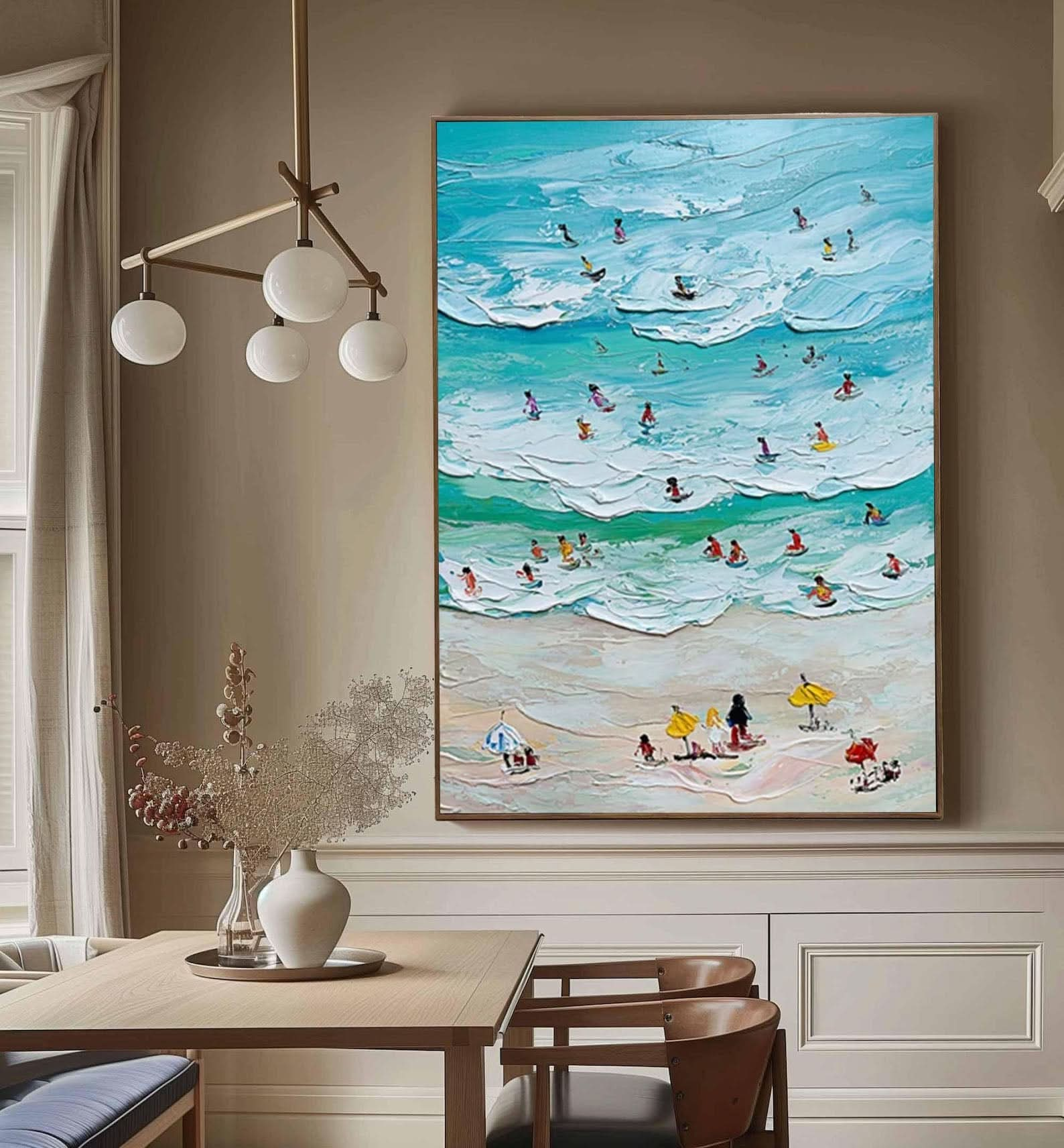 Vibrant Beach Scene Canvas Colorful Coastal Wall Art #OS 010