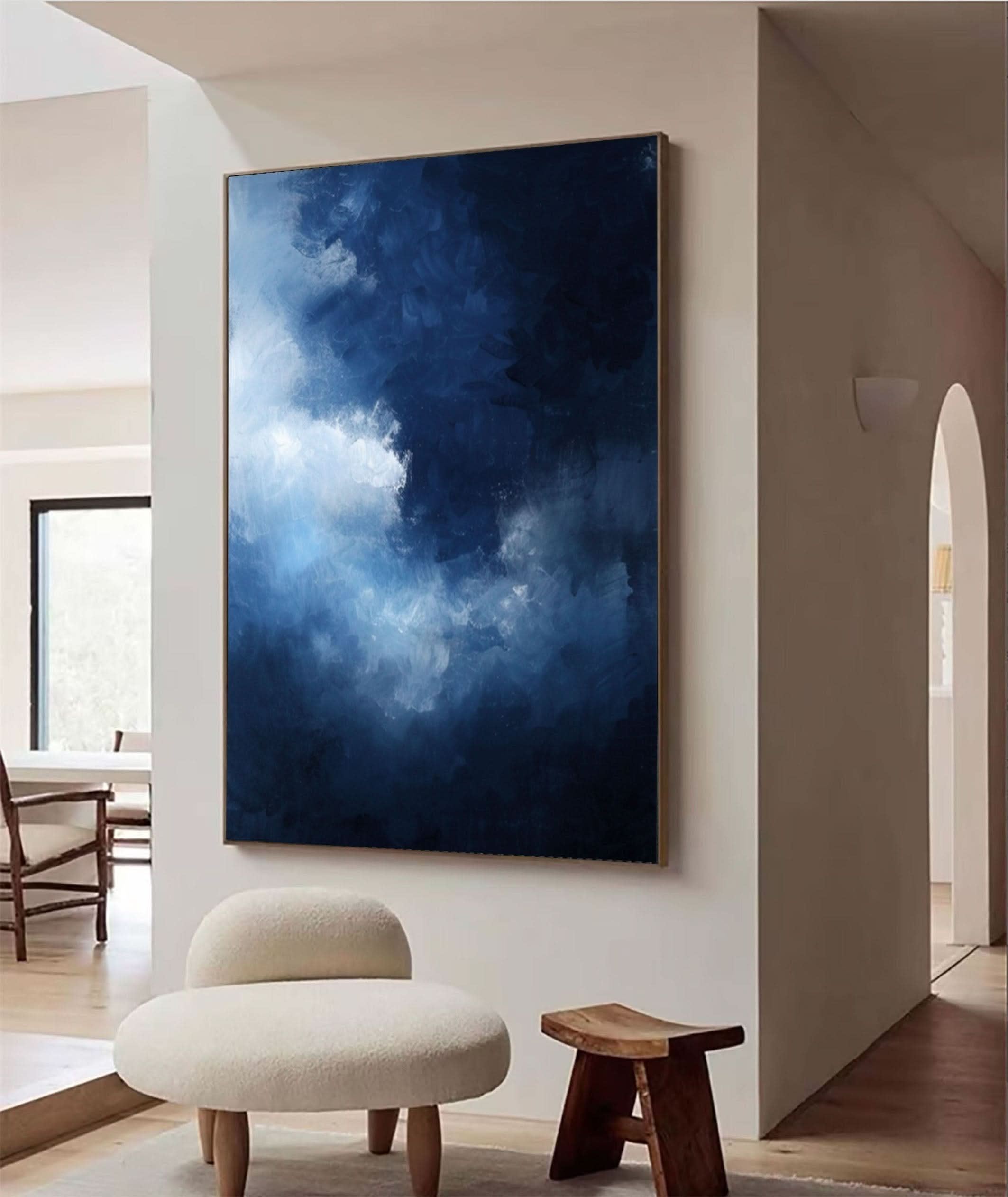 Serene Cloudscape Abstract Art Canvas Modern Sky Painting #OS 016