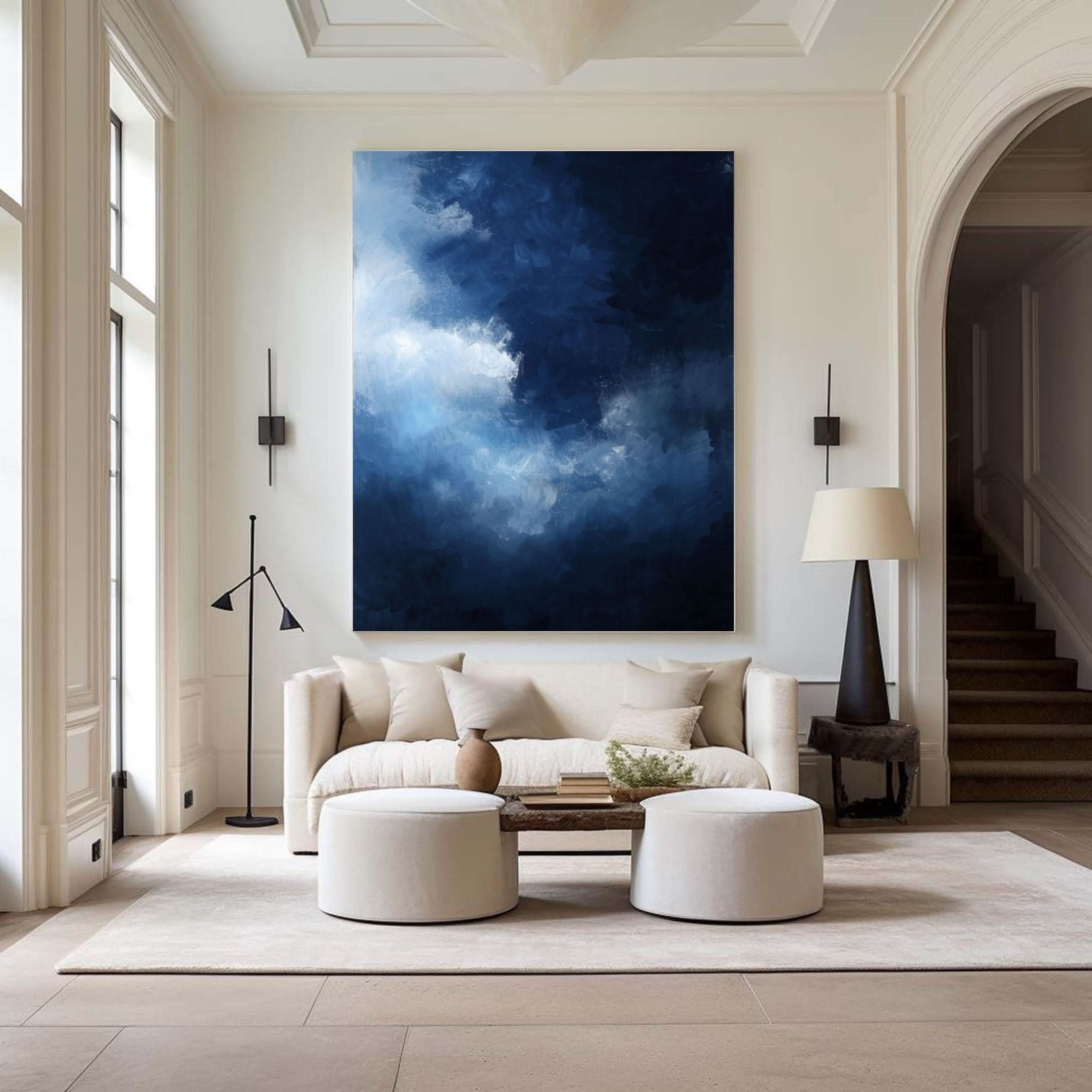 Serene Cloudscape Abstract Art Canvas Modern Sky Painting #OS 016