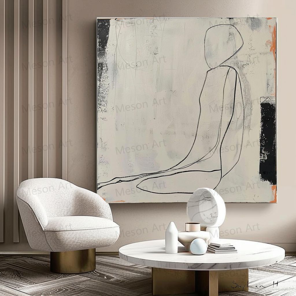 Large Minimalist Line Abstract Art Minimalist Character Abstract Art Minimalist Bedroom Wall Decoration Oil Painting