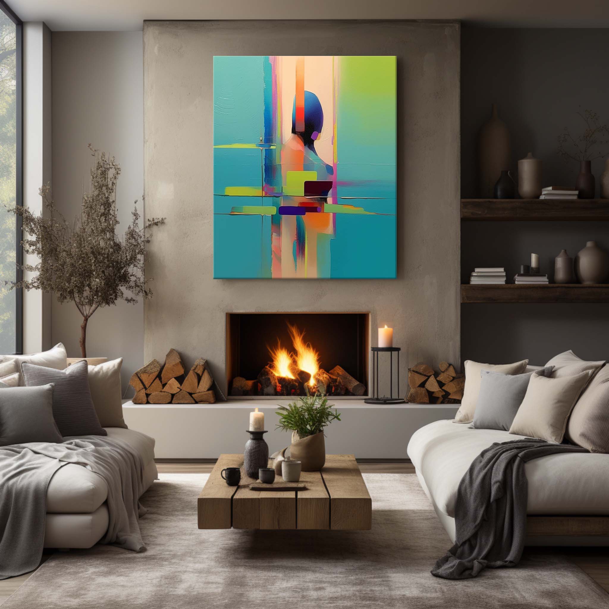 Abstract Palette Art On Canvas Abstract People Back View Oil Painting Texture Bedroom Wall Art Decor