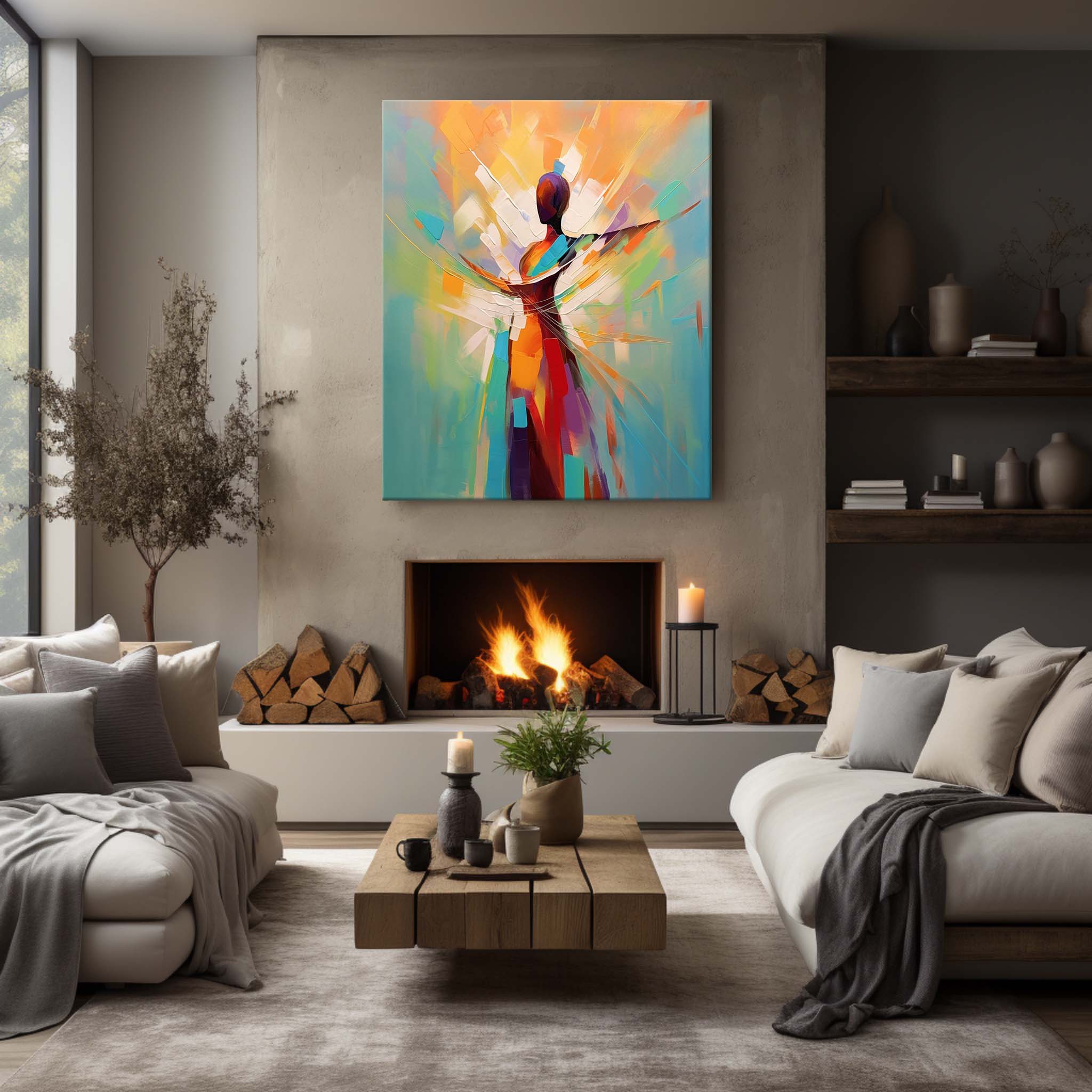 Palette Woman Oil Painting Palette Model Canvas Art Abstract People Art on Canvas Colorful Wall Art