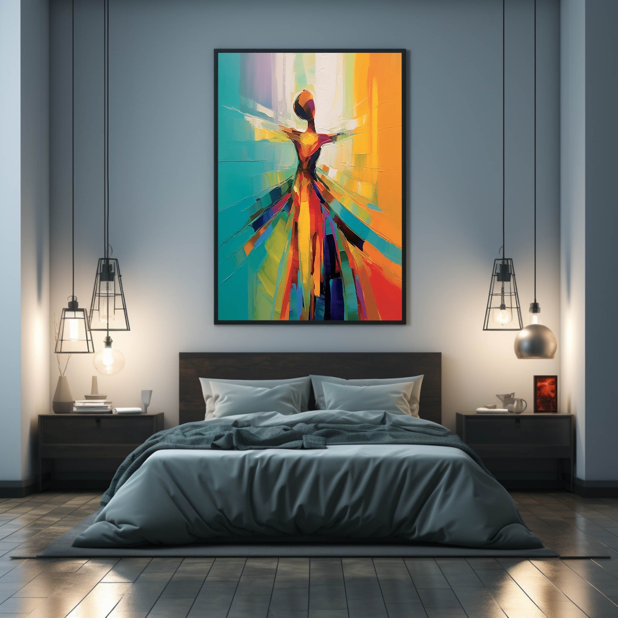 Large Abstract Oil Painting of Dancing Girl Dancing Girl Art on Canvas Dancing Girl Canvas Wall Art