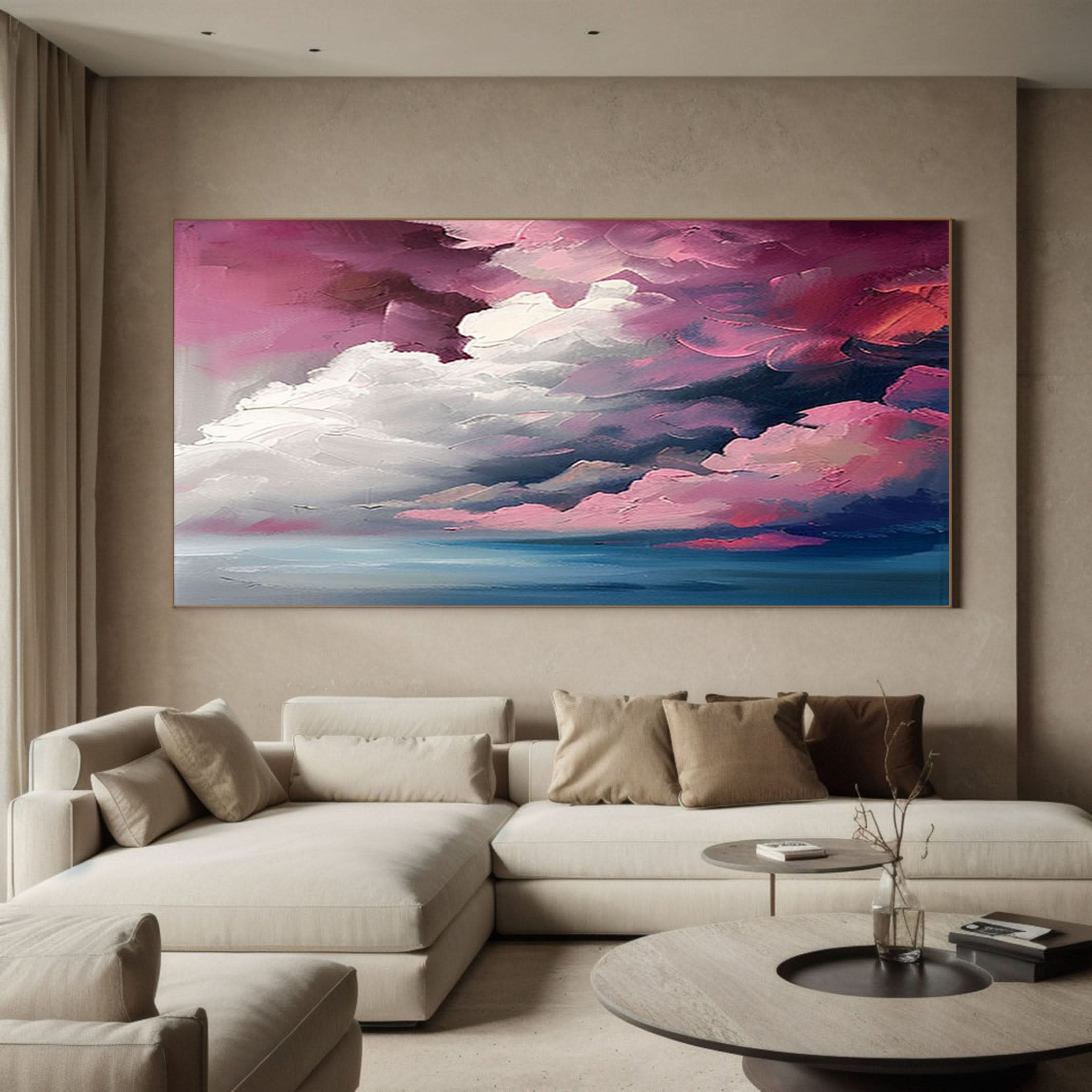 Luminous Sky Clouds Canvas Soft Pastel Wall Art for Serene Decor #OS 020