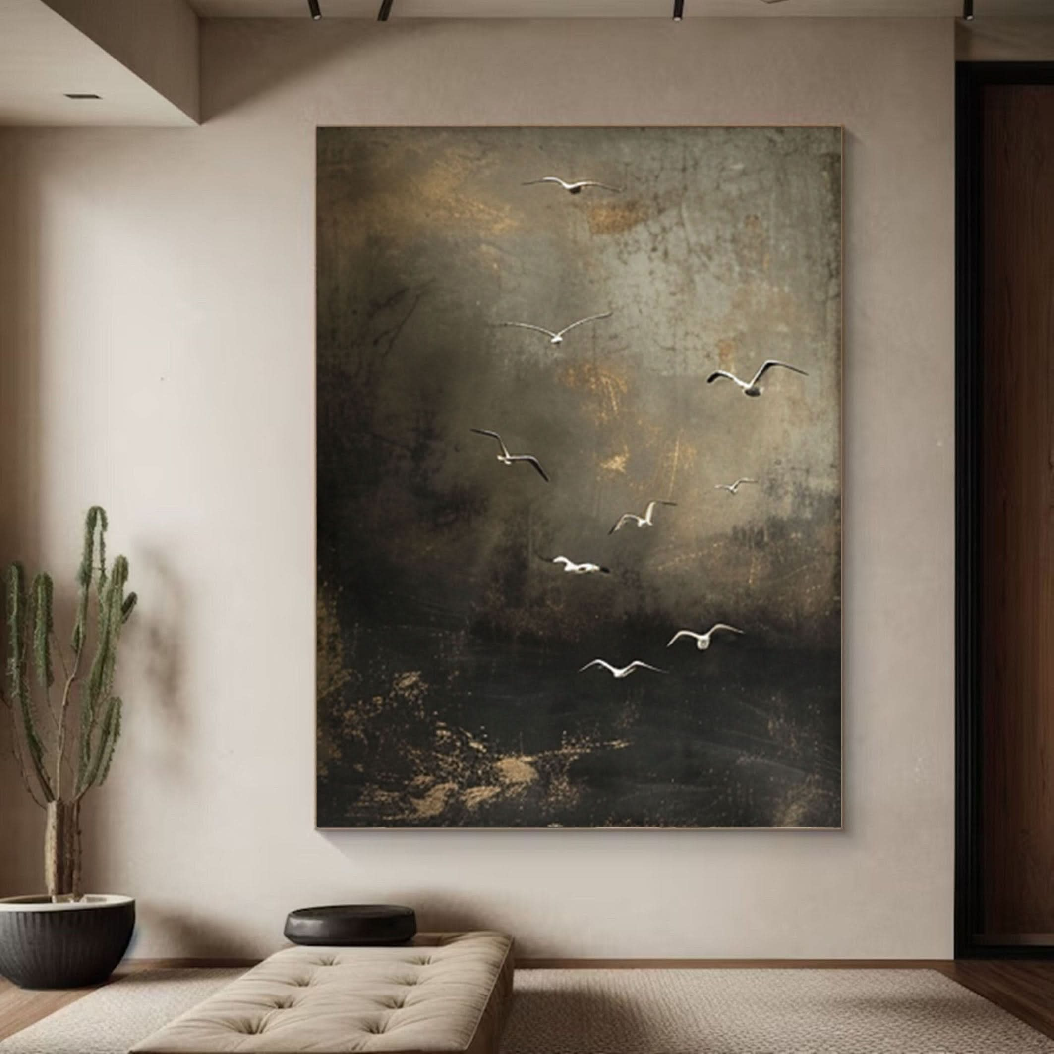 Nocturnal Birds Abstract Painting Modern Home Wall Decor #BM 059