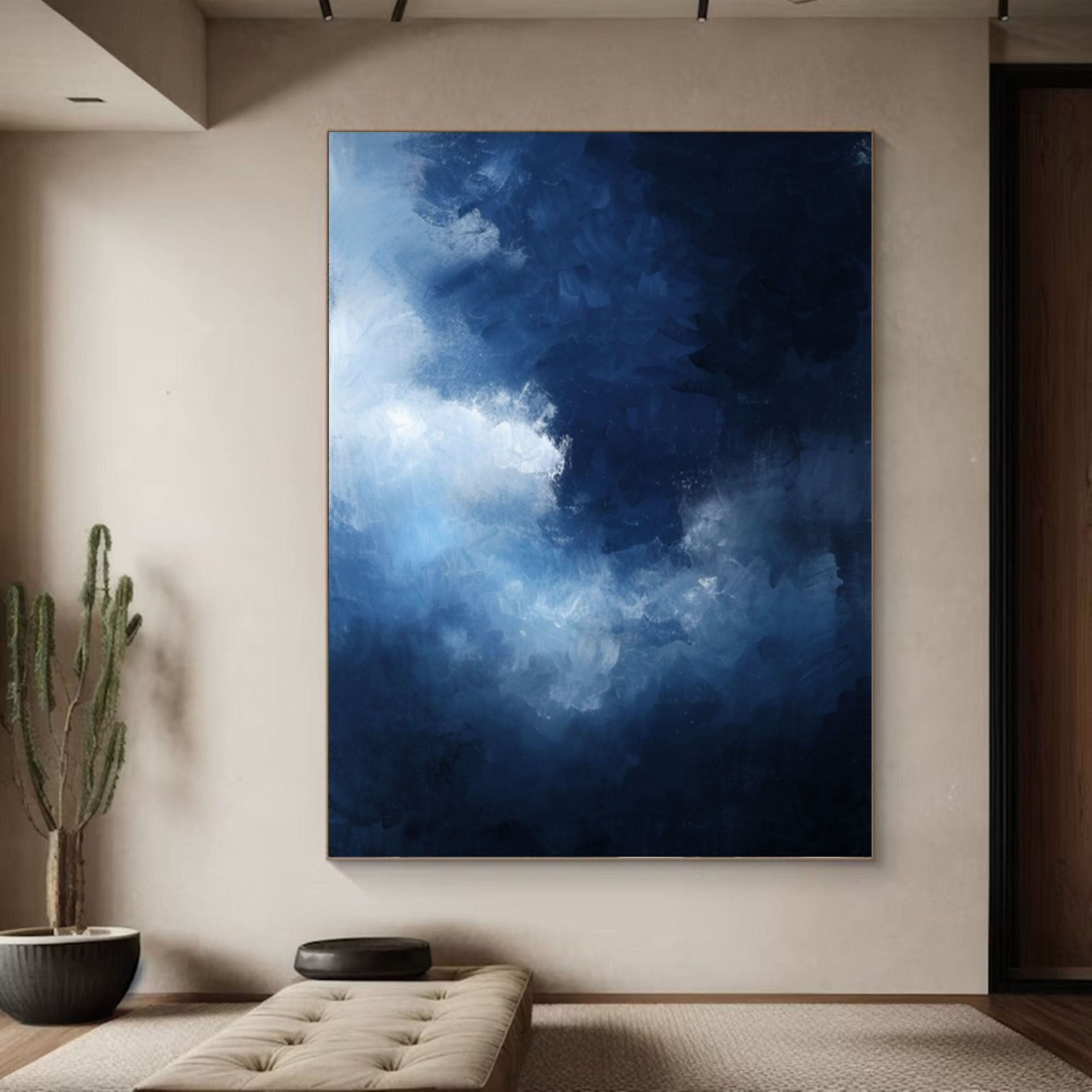 Serene Cloudscape Abstract Art Canvas Modern Sky Painting #OS 016