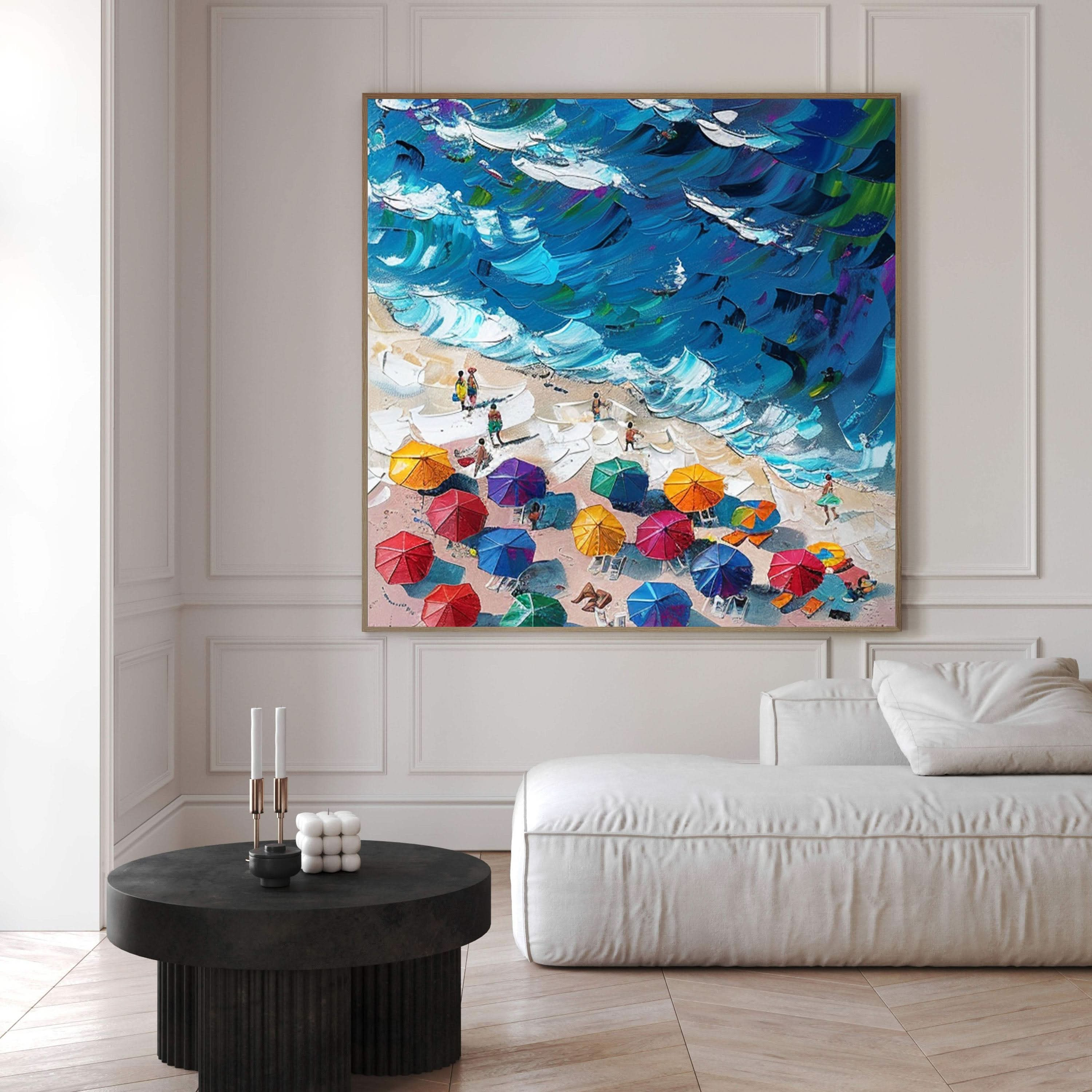 Sunny Beach Day Canvas Art Vibrant Coastal Wall Decor #OS 026