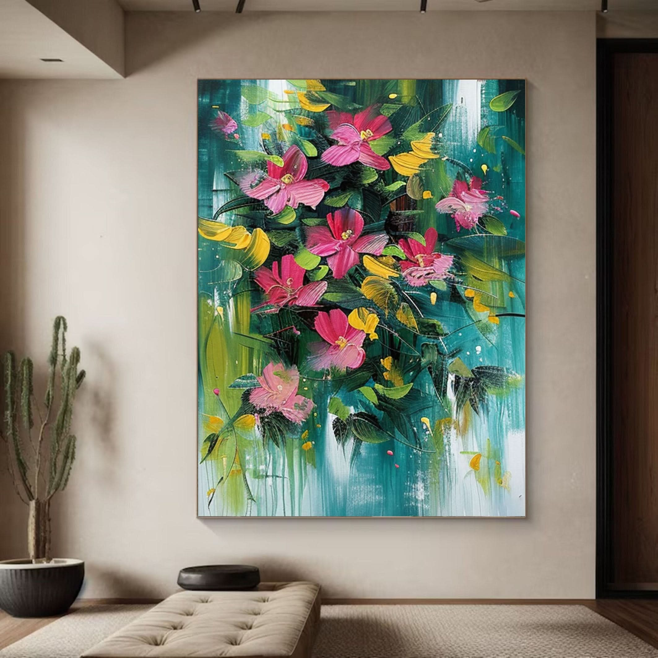 Botanical Beauty Canvas Print Colorful Abstract Floral Art #FT 016