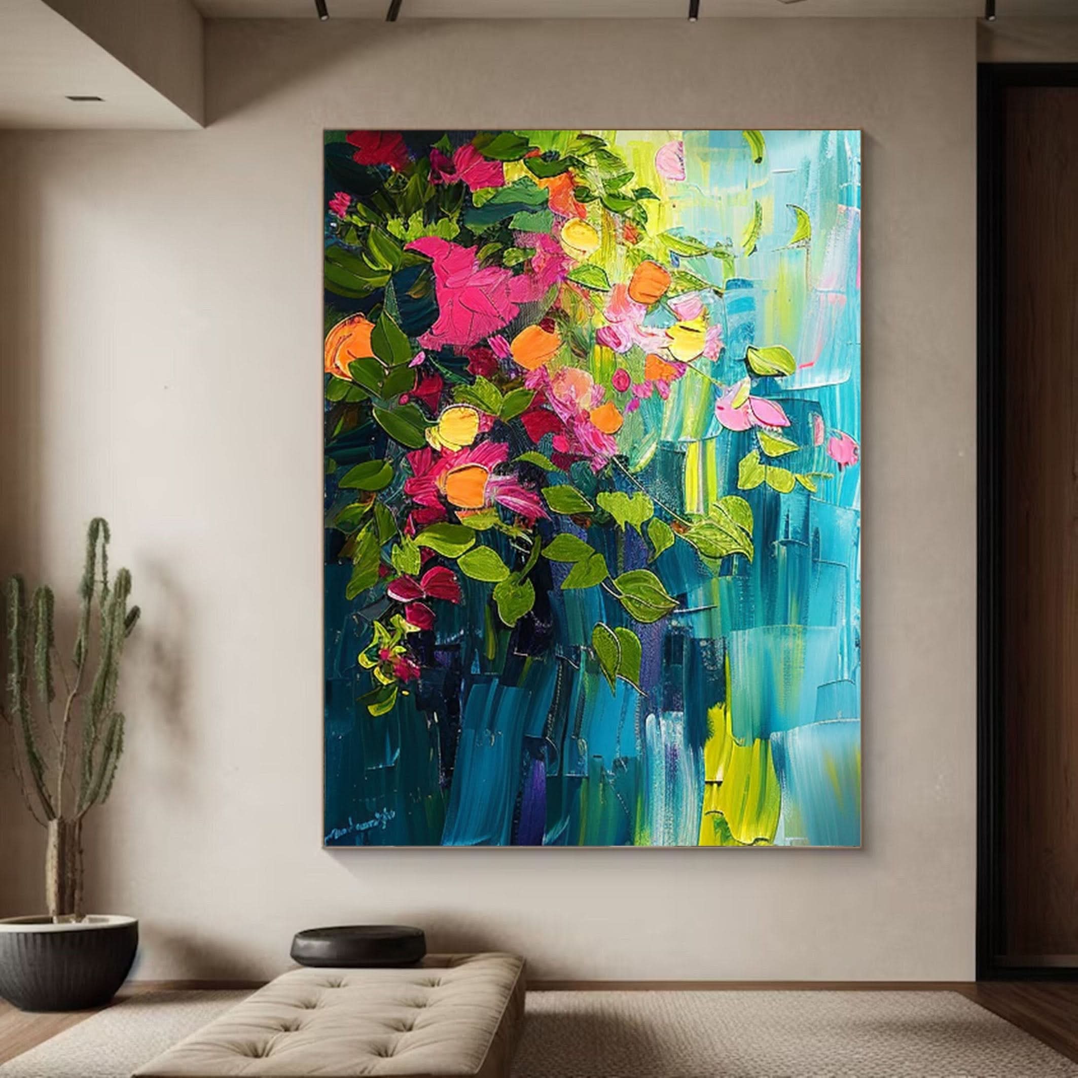 Botanical Beauty Canvas Print Colorful Abstract Floral Art #FT 017