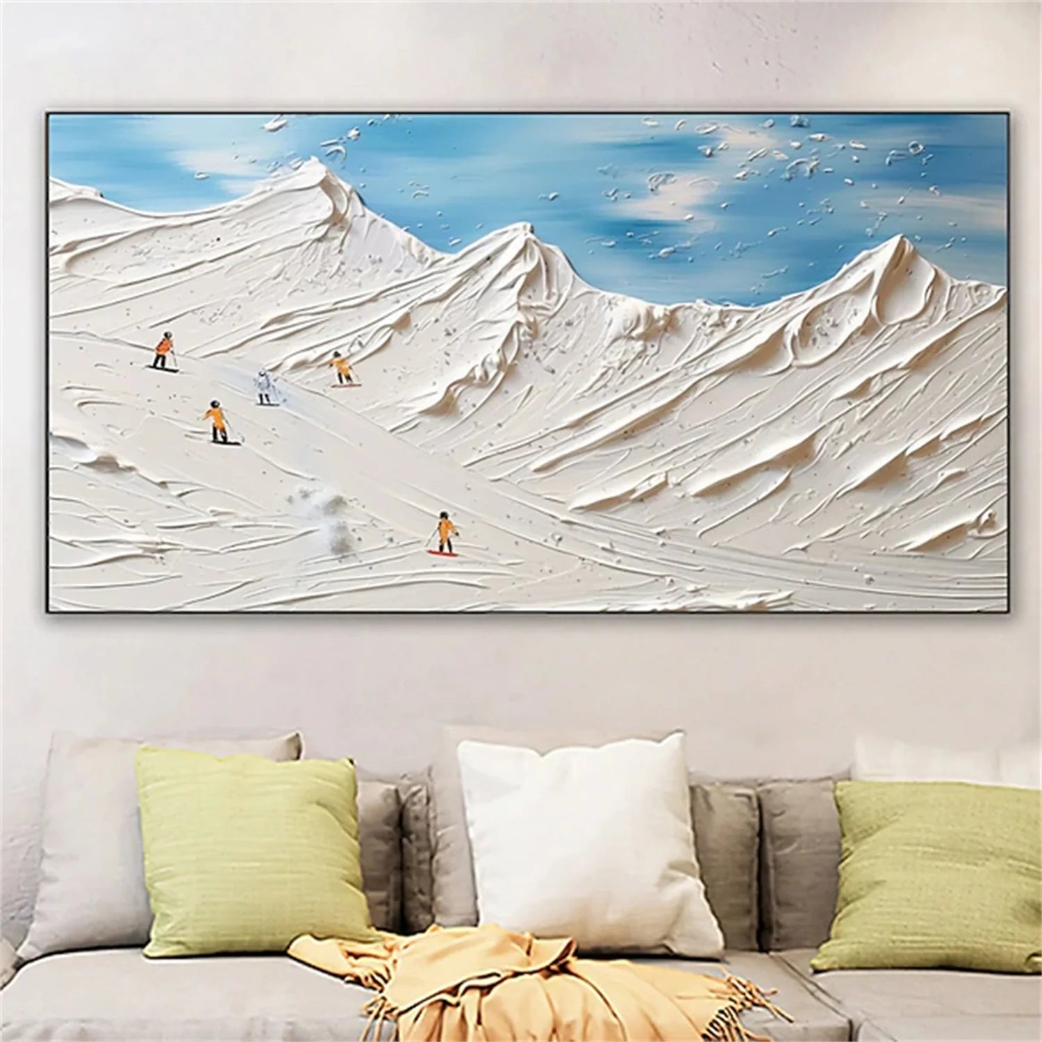 Skiing Sport Art Textured Painting Canvas # SP042