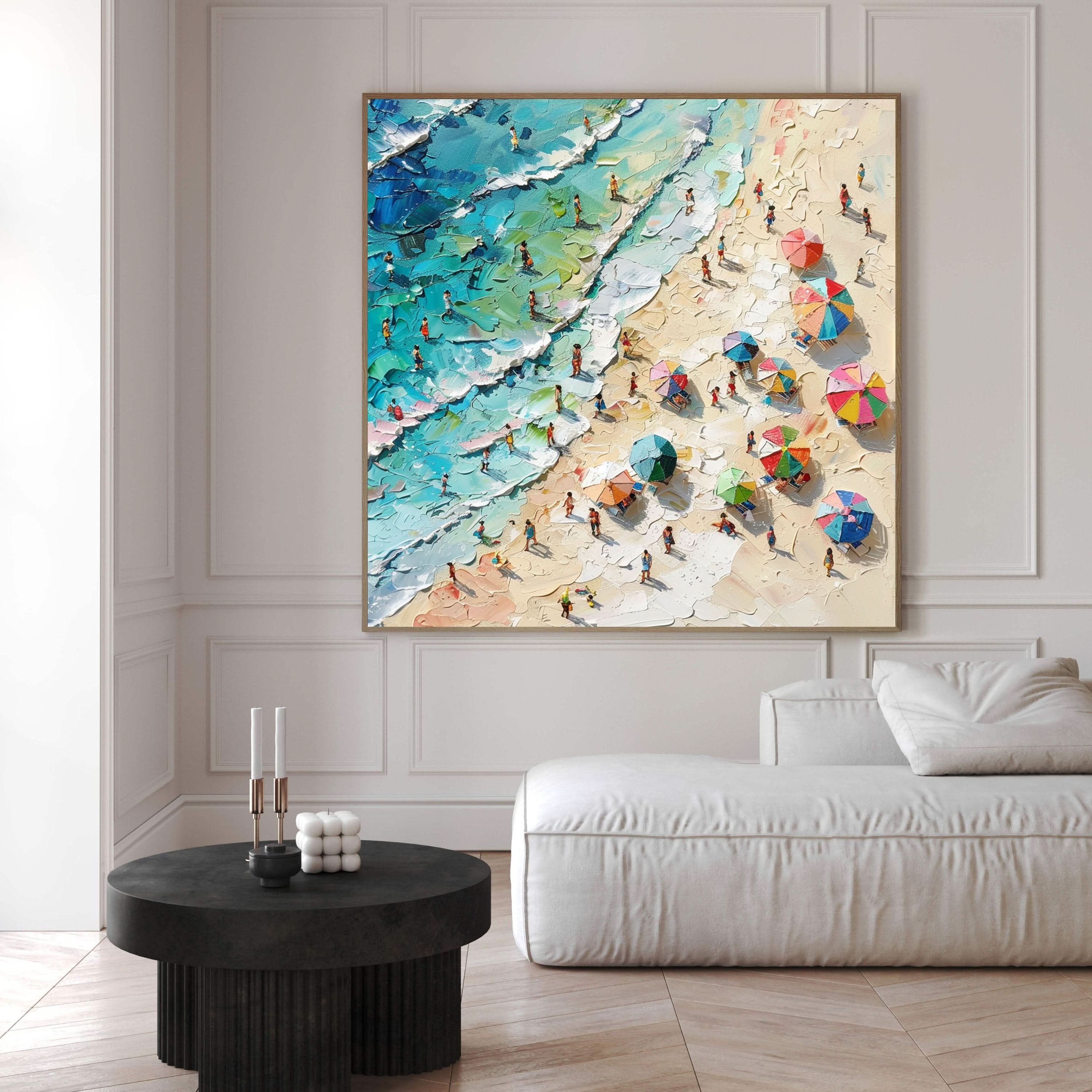 Sunny Beach Day Canvas Art Vibrant Coastal Wall Decor #OS 024