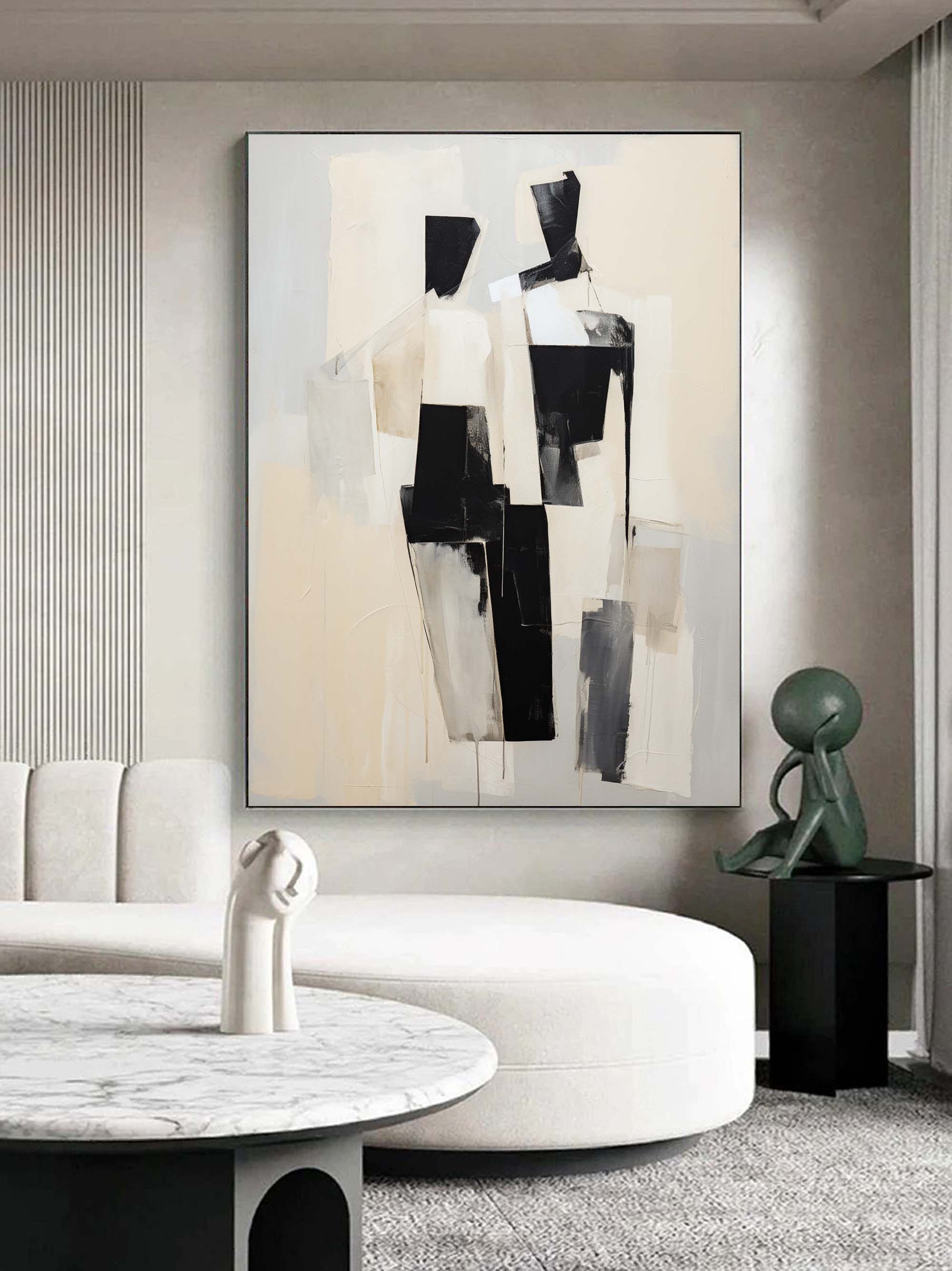 Beige Abstract Art on Canvas Beige Abstract Texture Wall Painting Contemporary Minimalist Abstract Art Abstract Figure Abstract Wall Decor