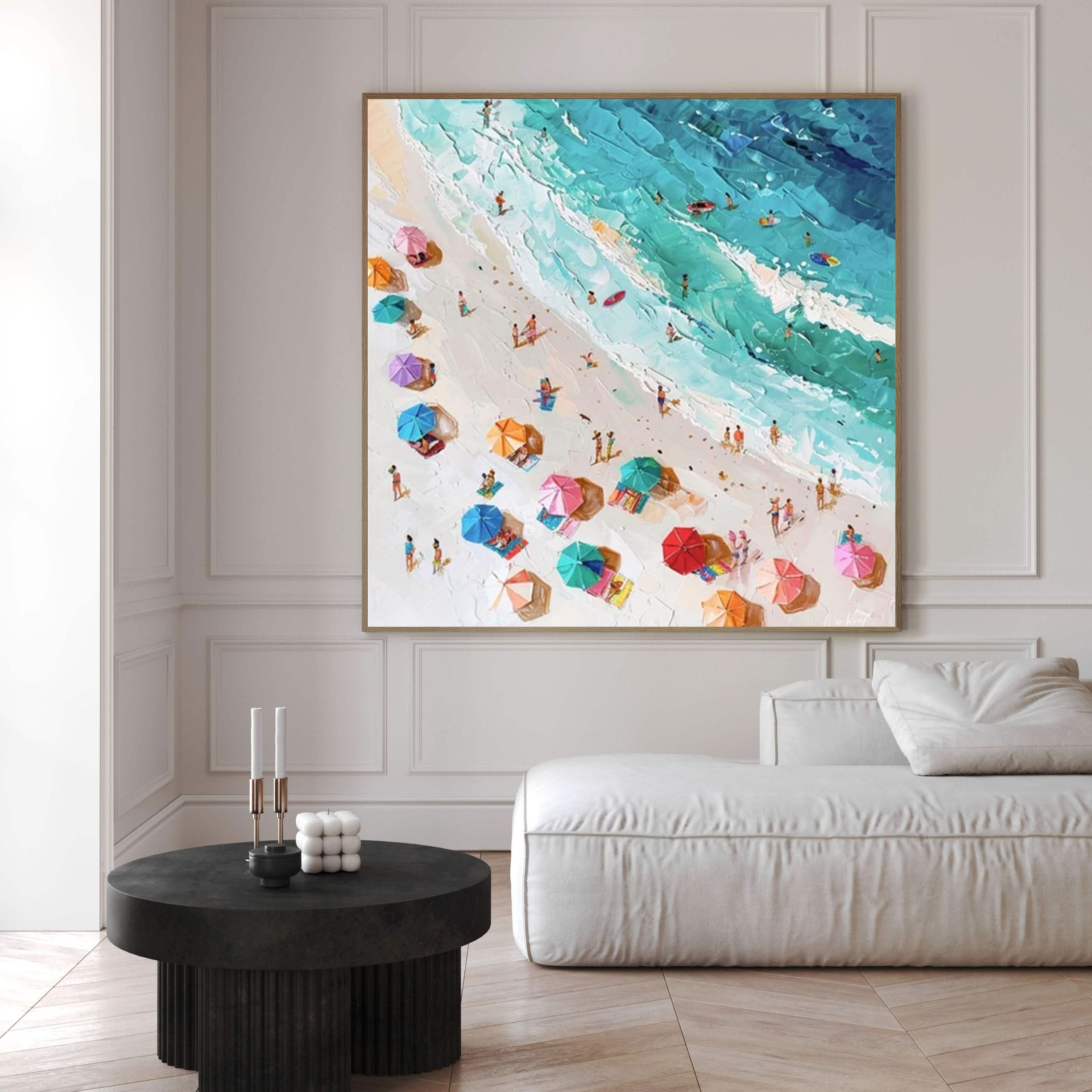 Coastal Wall Art Lively Beach Canvas Painting #OS 021