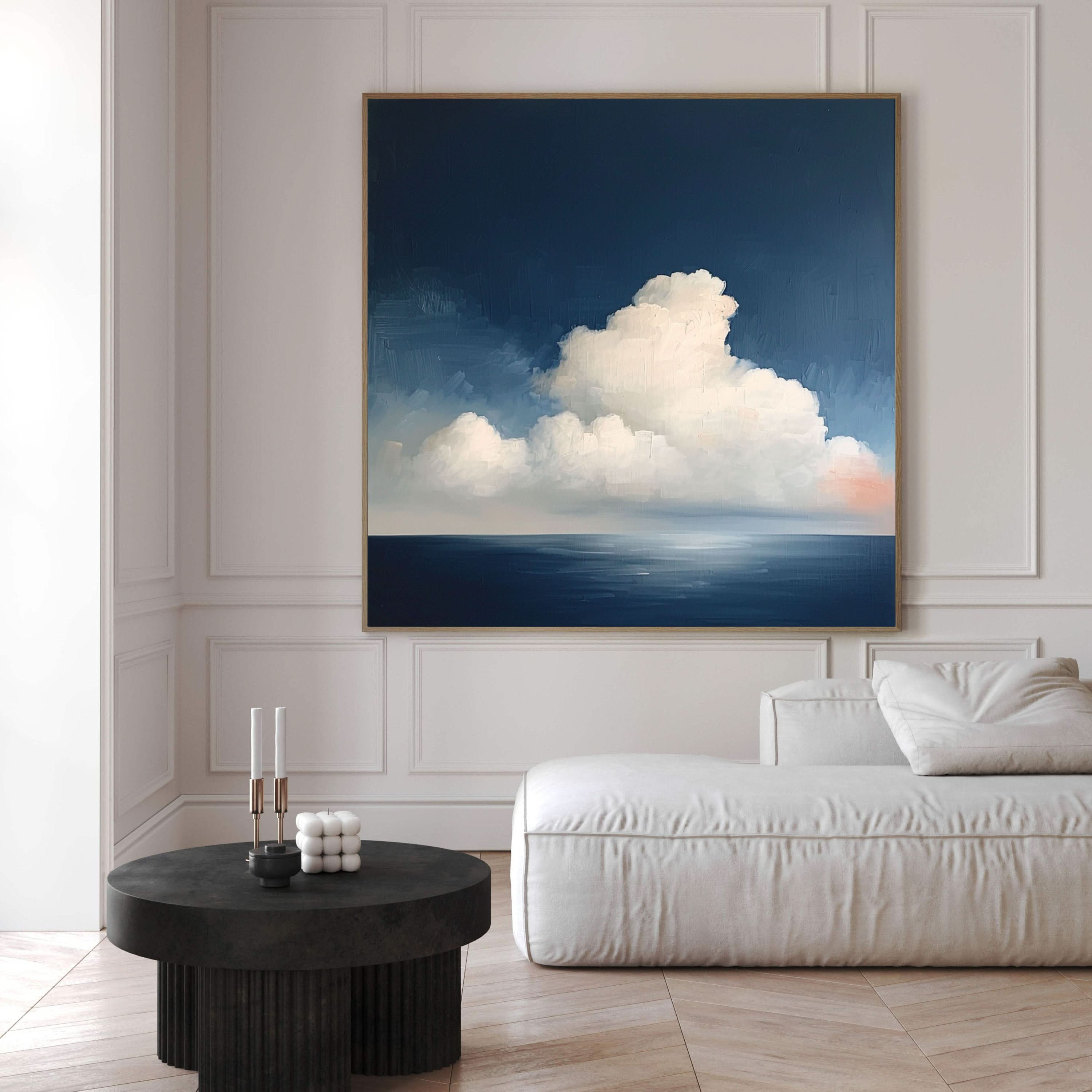 Serene Cloudscape Abstract Art Canvas Modern Sky Painting #OS 027