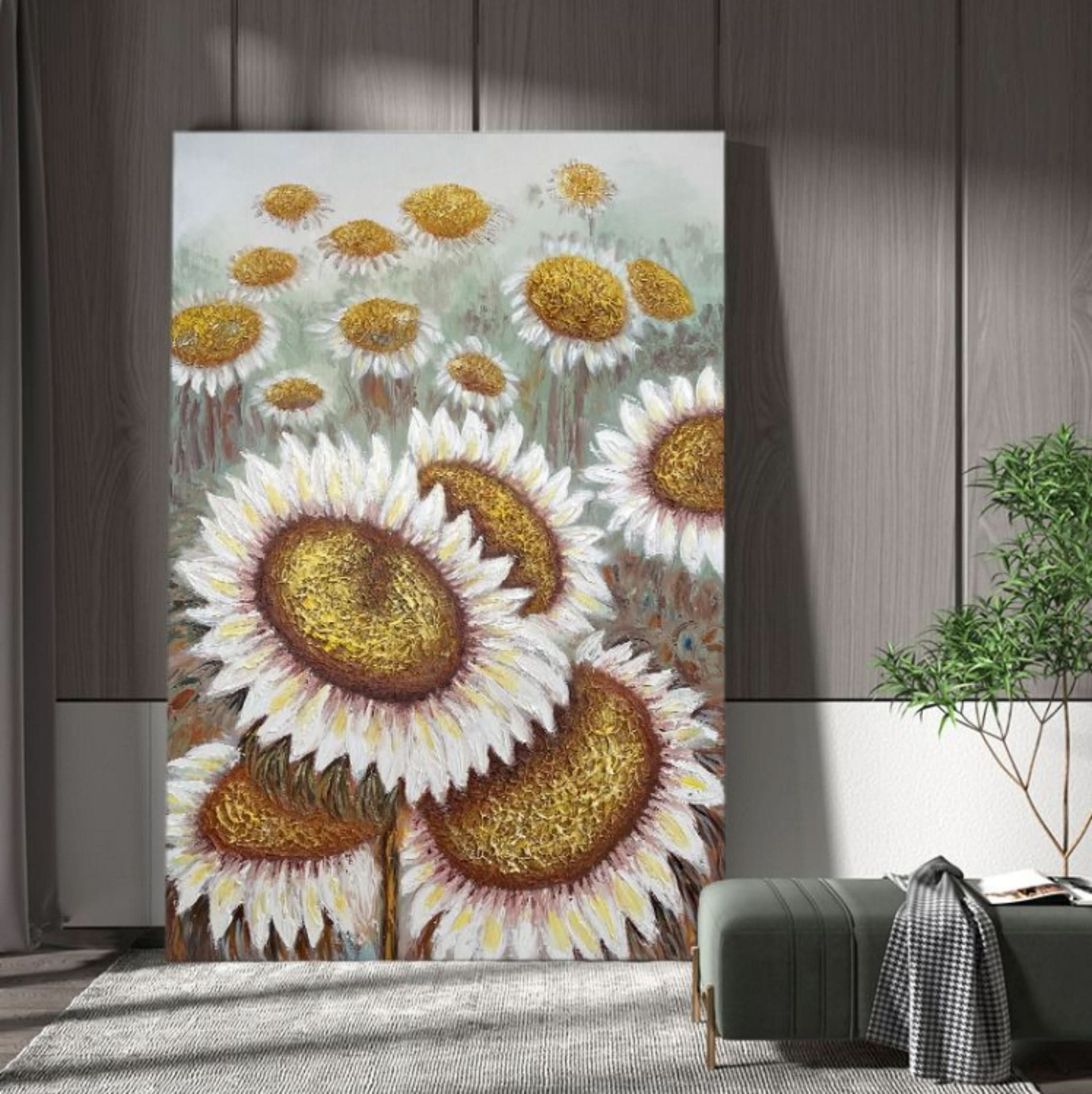 Sunflower Textured Acrylic Painting 3D Sunflower Wall Art Large Sunflower Home Decor