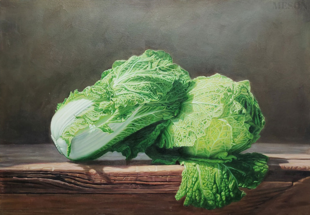 Hyperrealistic Cabbage Oil Painting Hyperrealistic Cabbage Canvas Wall Art Decor Vegetable Realistic Art For Sale