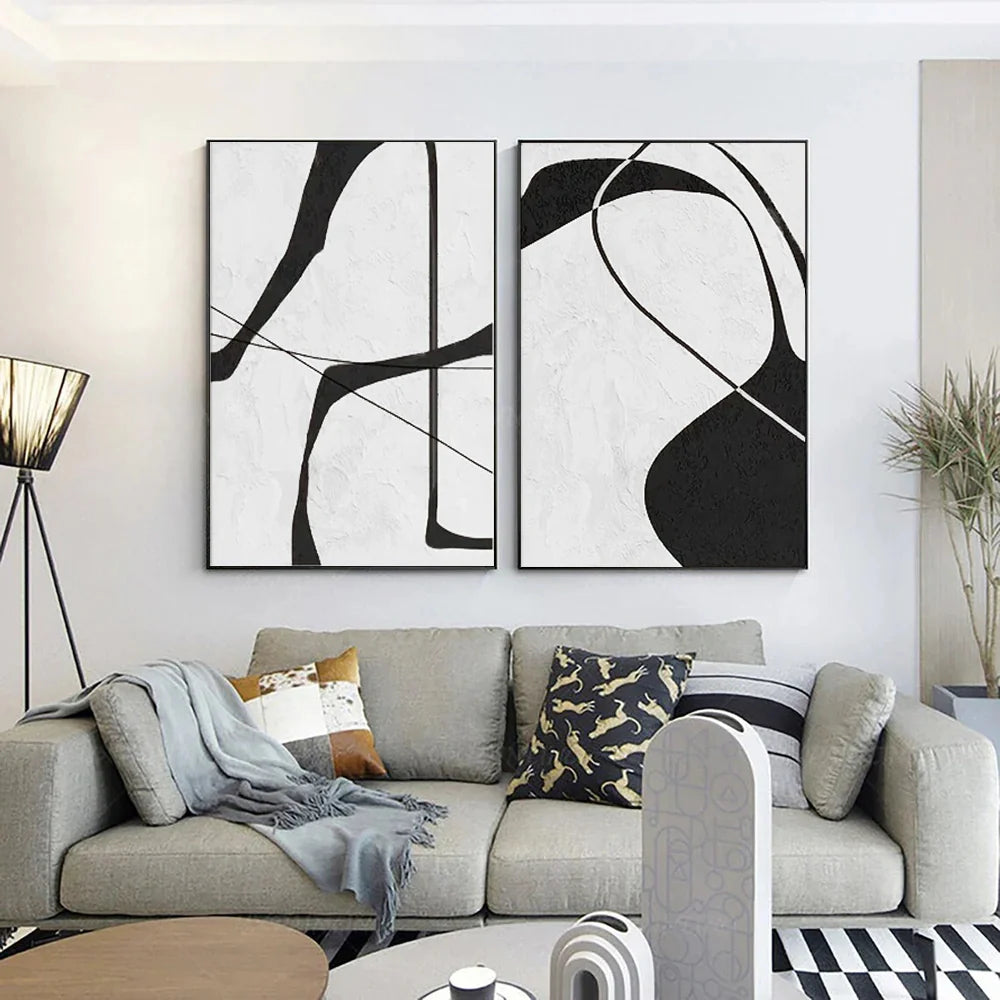 White & Black Wabi Sabi Abstract Wall Art #WS326