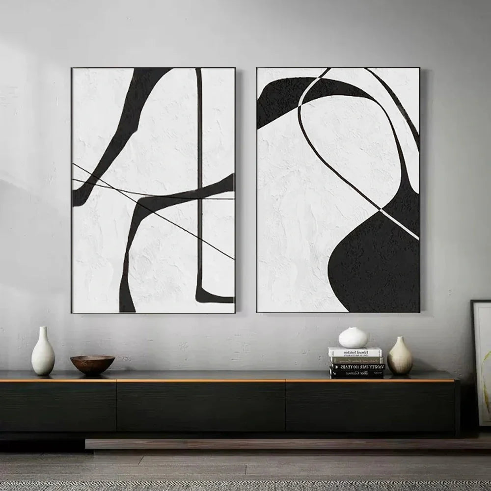 White & Black Wabi Sabi Abstract Wall Art #WS326