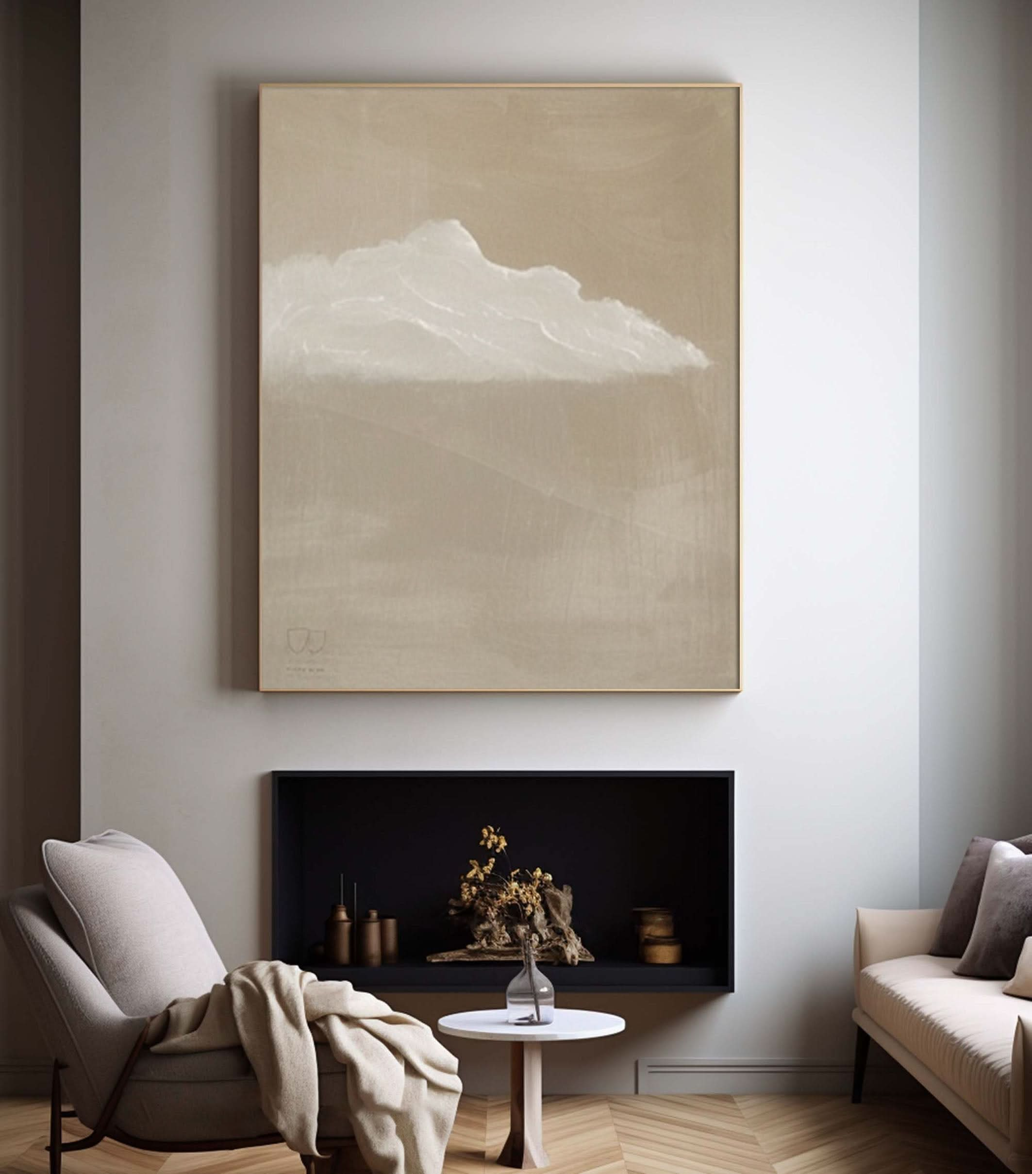 Serene Cloudscape Abstract Art Canvas Modern Sky Painting #OS 019