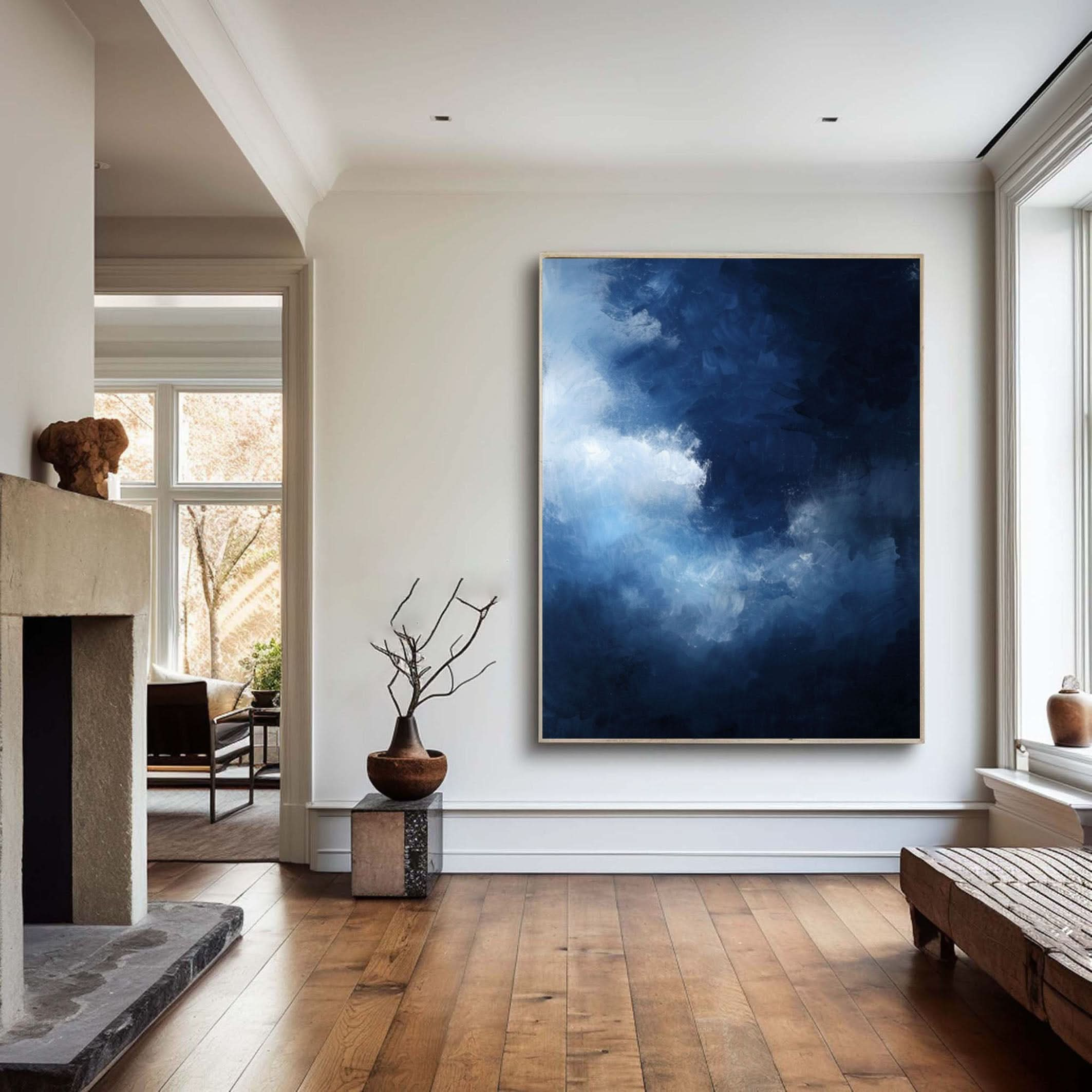 Serene Cloudscape Abstract Art Canvas Modern Sky Painting #OS 016