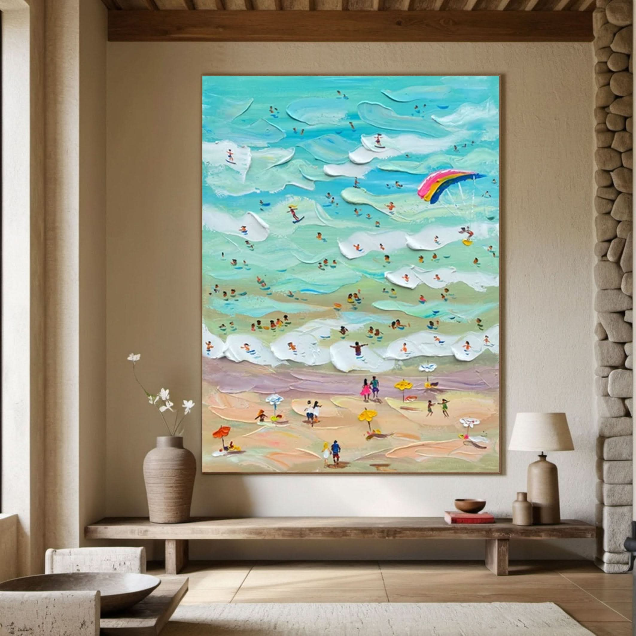 Summer Beach Day Painting Bright and Playful Wall Decor #OS 013