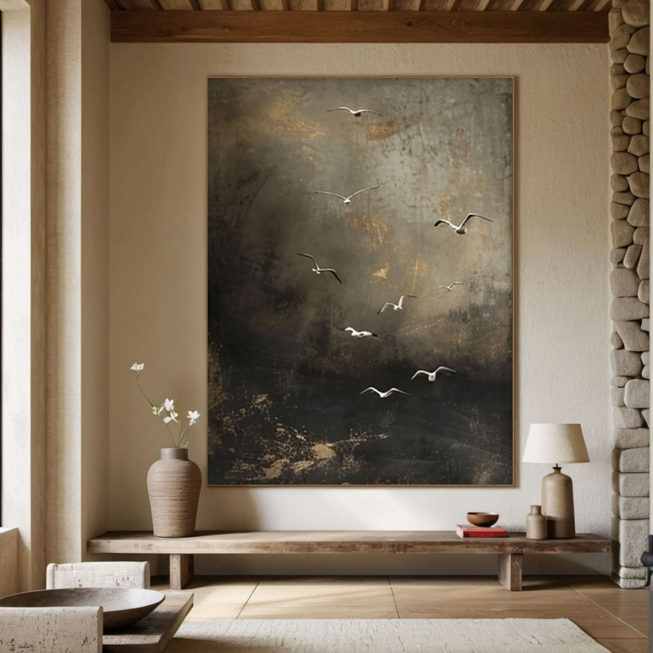 Nocturnal Birds Abstract Painting Modern Home Wall Decor #BM 059