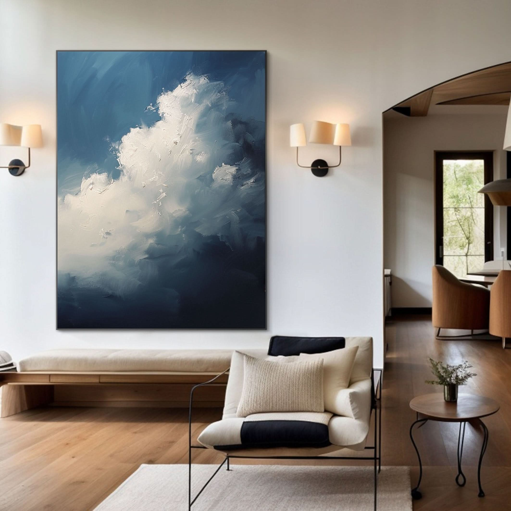 Serene Cloudscape Abstract Art Canvas Modern Sky Painting #OS 015