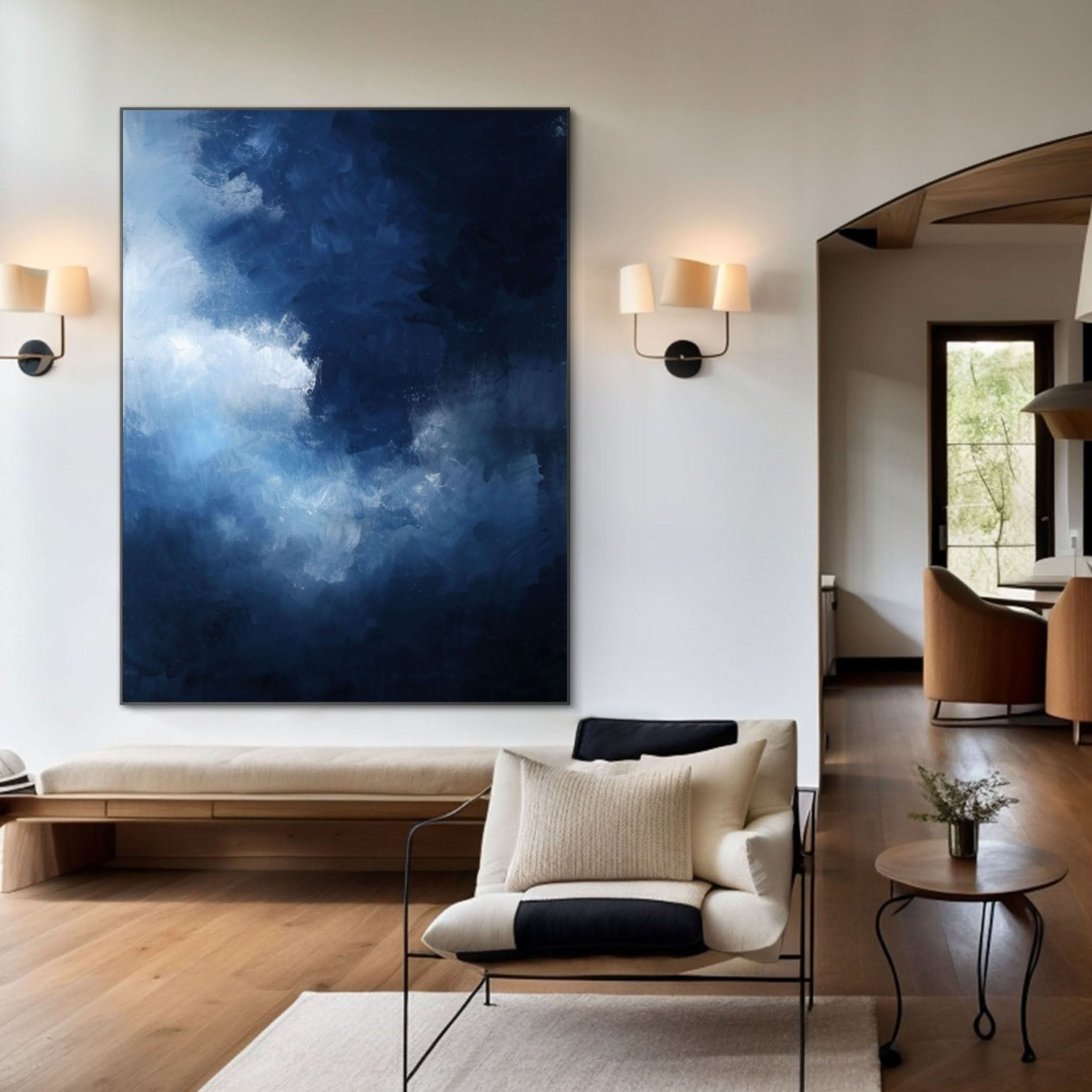 Serene Cloudscape Abstract Art Canvas Modern Sky Painting #OS 016