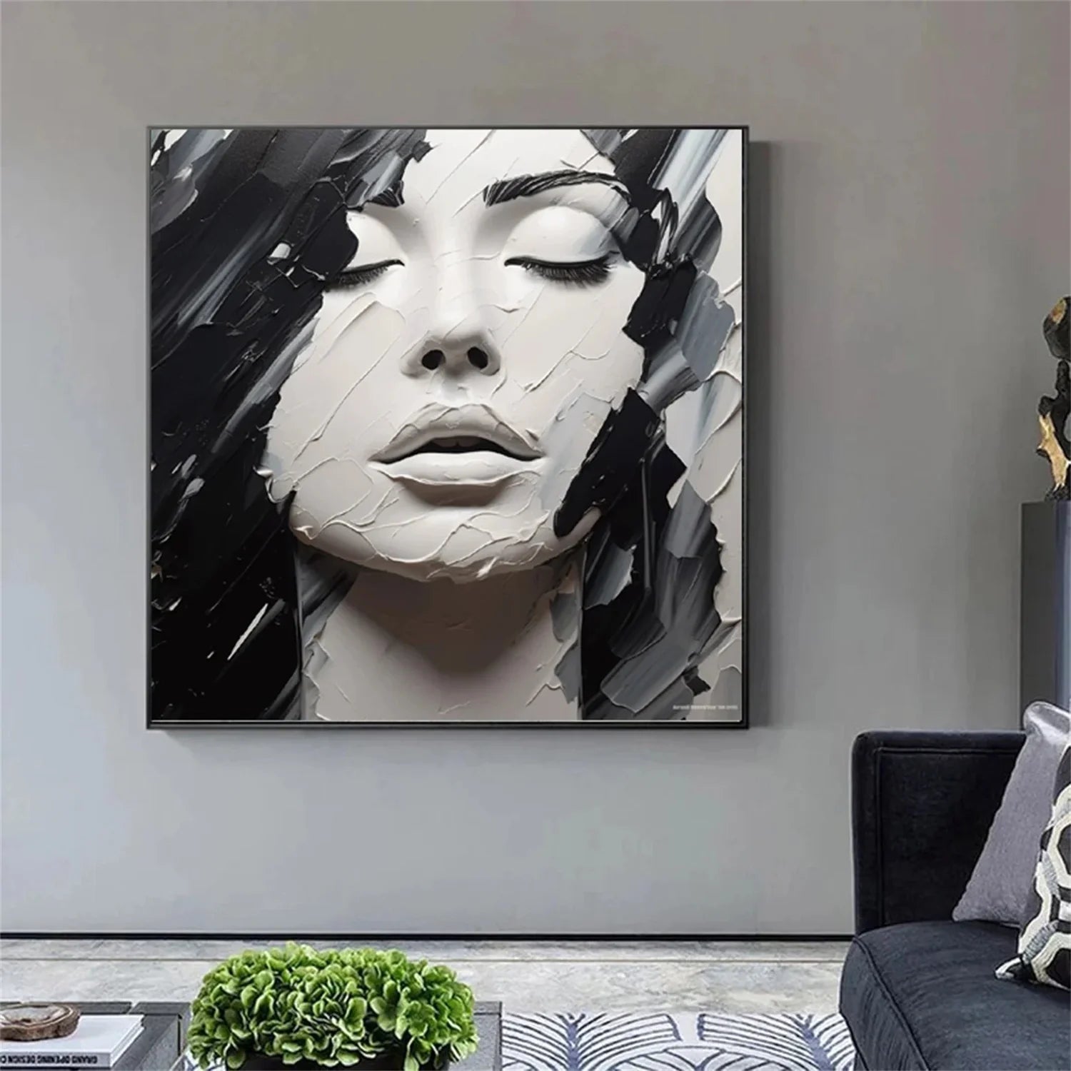 Abstract Portrait Black and White Painting #AP017