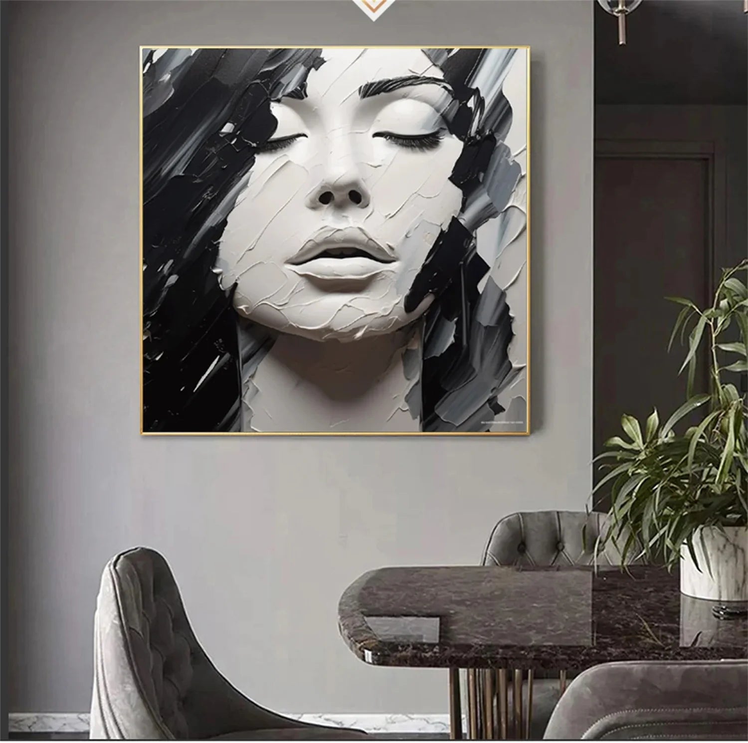 Abstract Portrait Black and White Painting #AP017