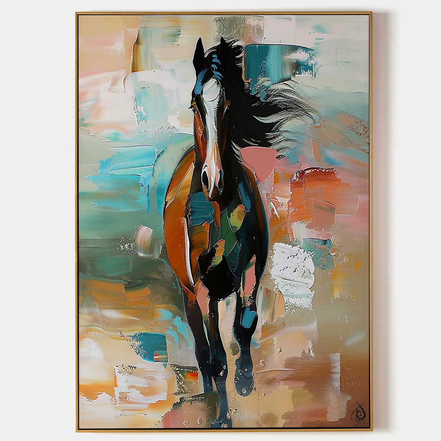 Large Running Horse Oil Painting on Canvas Horse Oil Painting for Sale Palette Horse Wall Art Decor