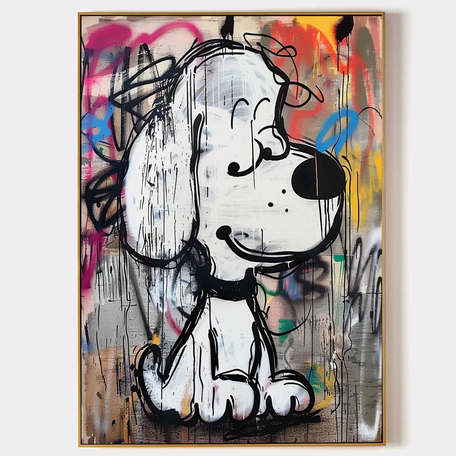 Funny Snoopy Graffiti Art Kids Room Snoopy Wall Art for Sale Colorful Snoopy Graffiti Art on Canvas