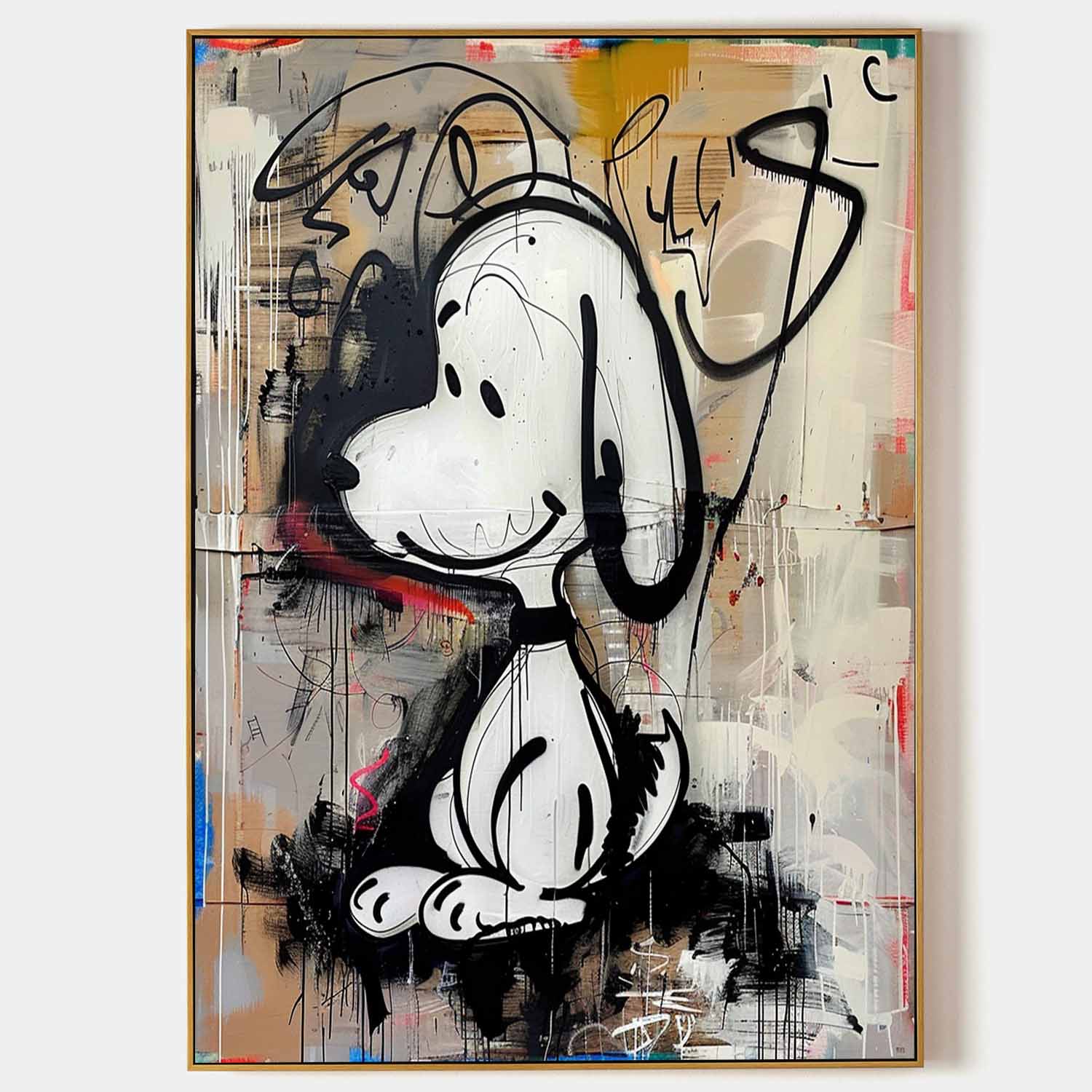 Snoopy Graffiti Art on Canvas Snoopy Wall Art for Kids Room for Sale Colorful Snoopy Graffiti Street Oil Painting