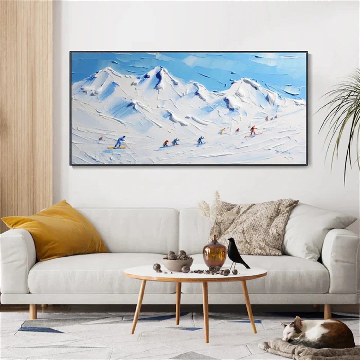 Skiing Sport Art Textured Painting Canvas # SP041