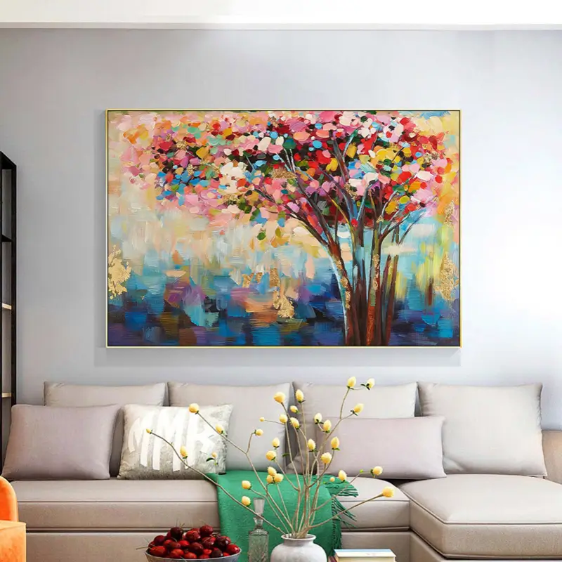 Colorful Flower & Tree Abstract  Wall Art #ML001