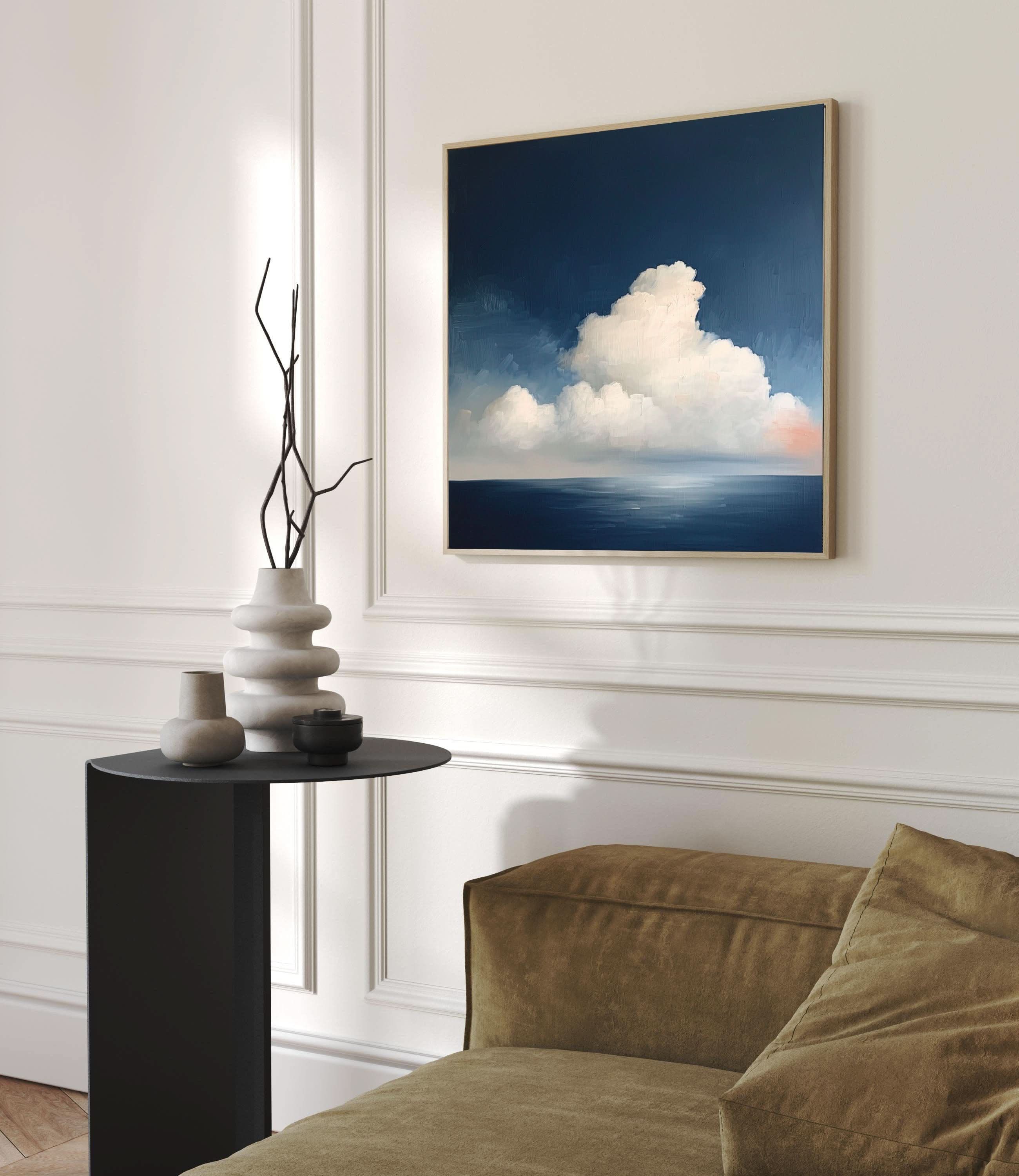 Serene Cloudscape Abstract Art Canvas Modern Sky Painting #OS 027