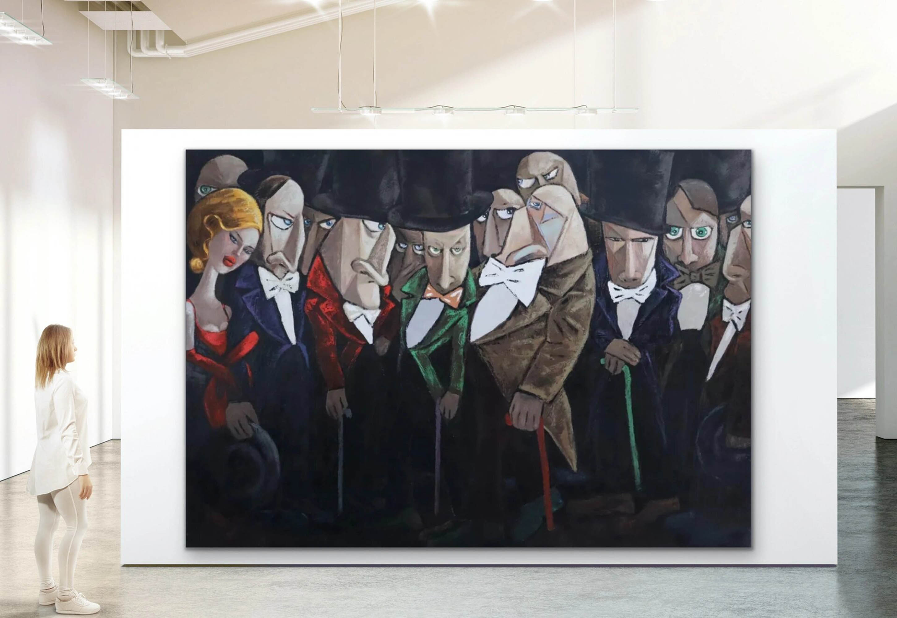 Suit Man Party Oil Painting Suit Store Wall Art Opera House Wall Hanging Painting Suit Man Graffiti Canvas Art