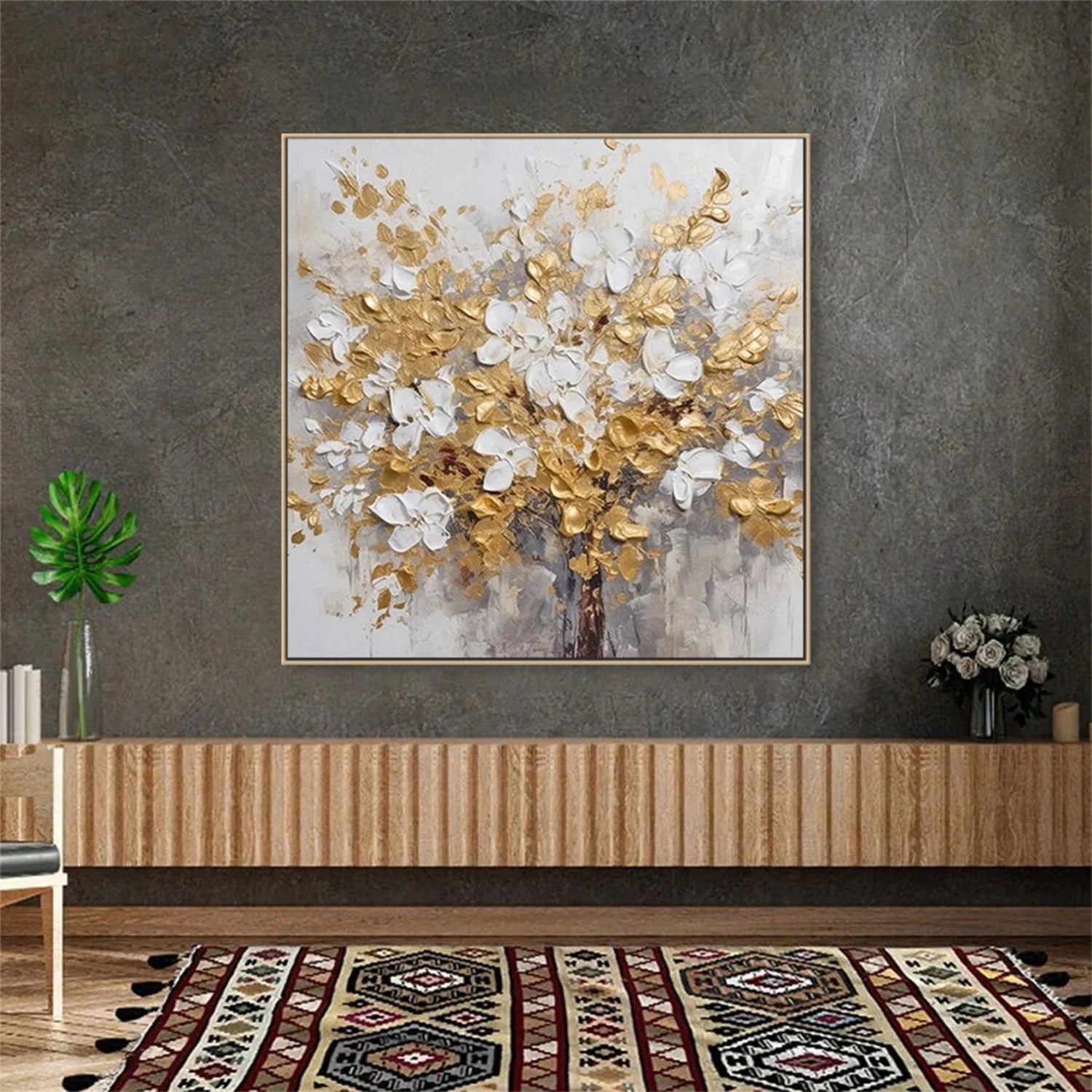 Colorful Flower & Tree Abstract  Wall Art#ML046