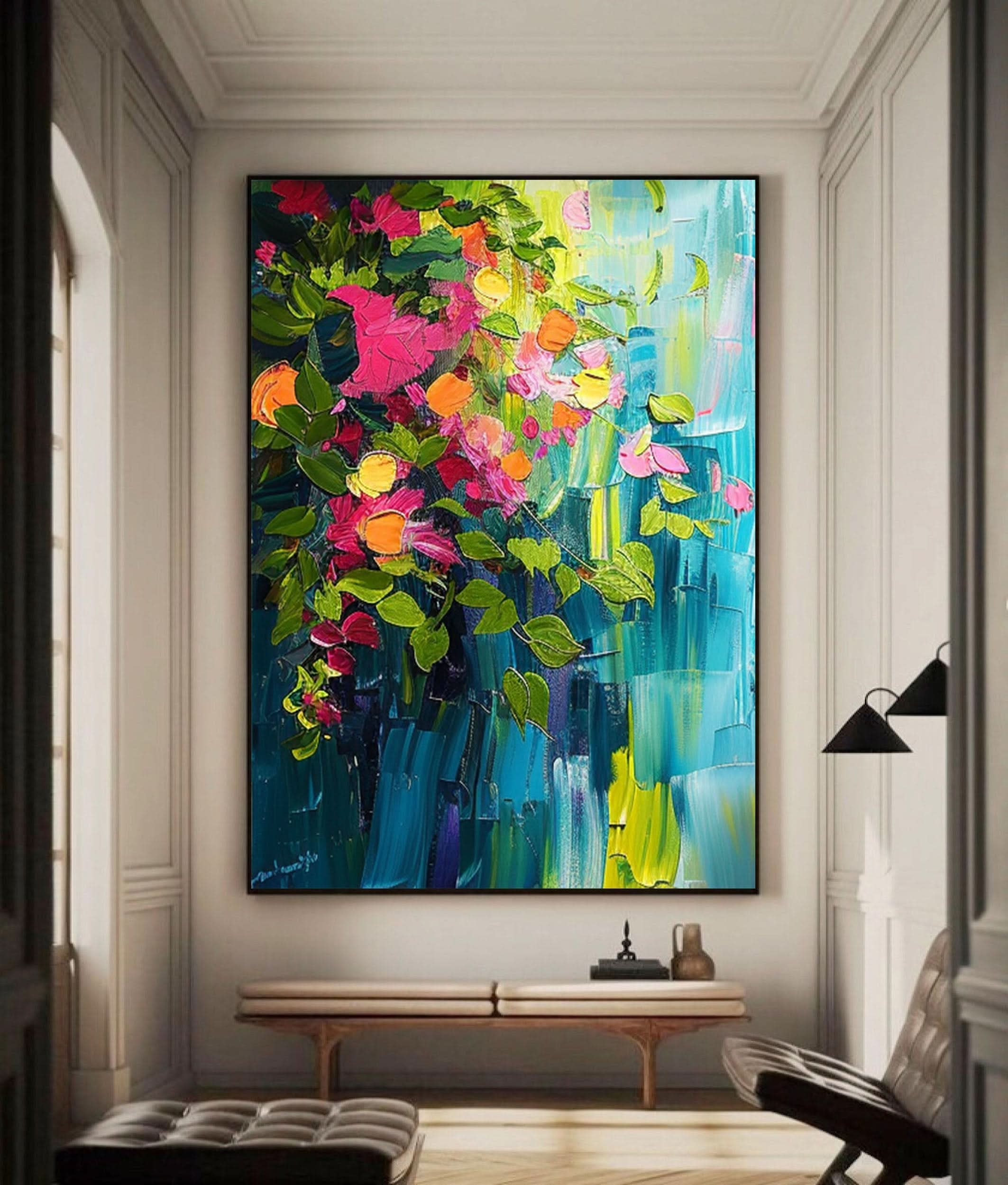 Botanical Beauty Canvas Print Colorful Abstract Floral Art #FT 017