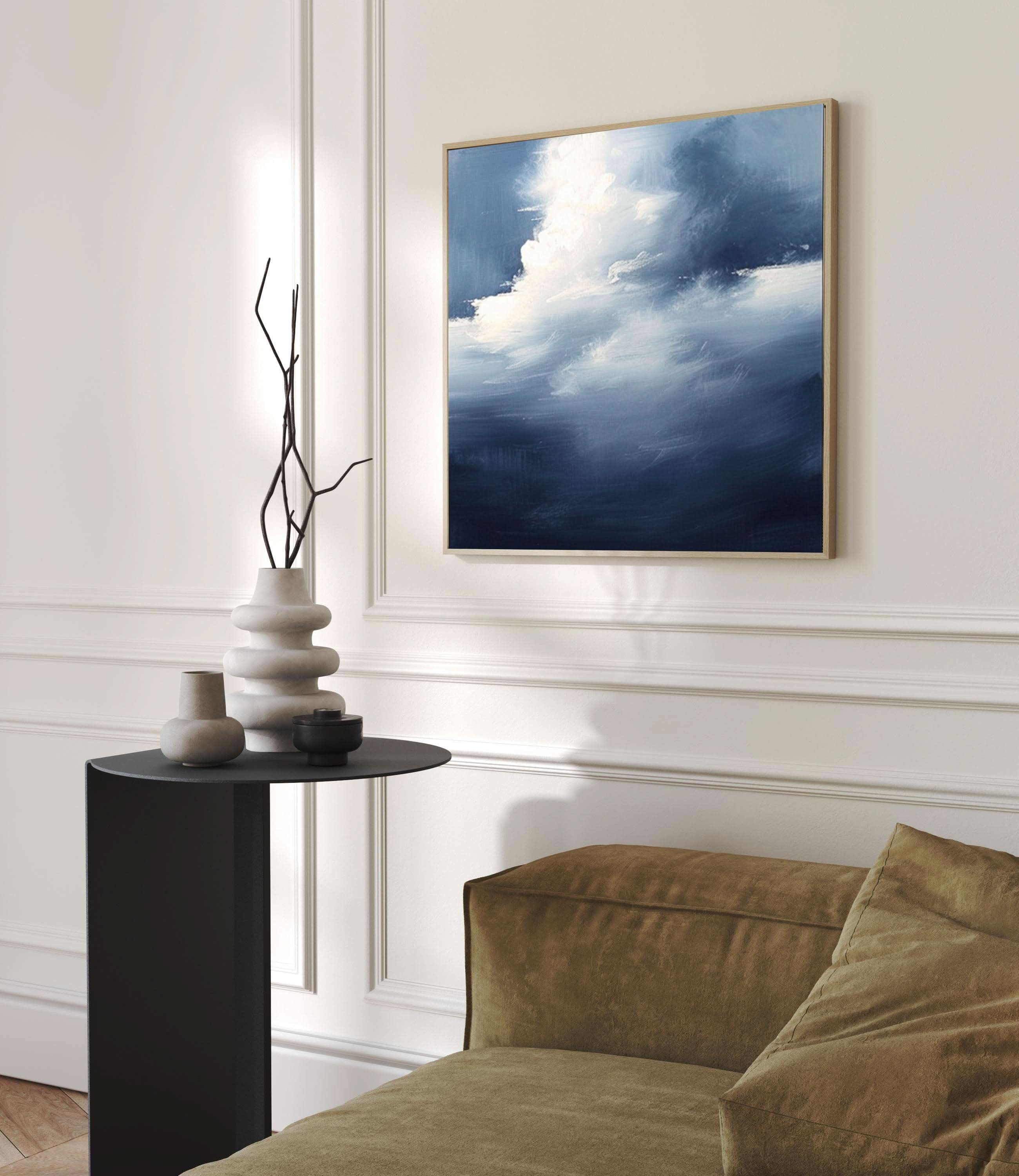 Serene Cloudscape Abstract Art Canvas Modern Sky Painting #OS 028