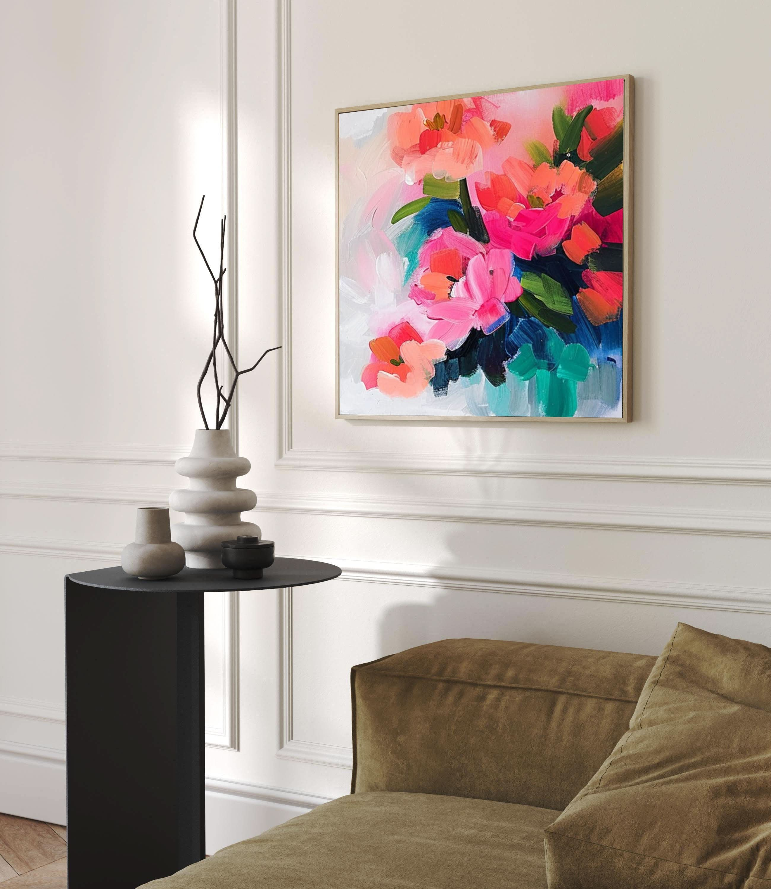 Vibrant Bloom Canvas Art Colorful Flower Wall Decor #FT 034